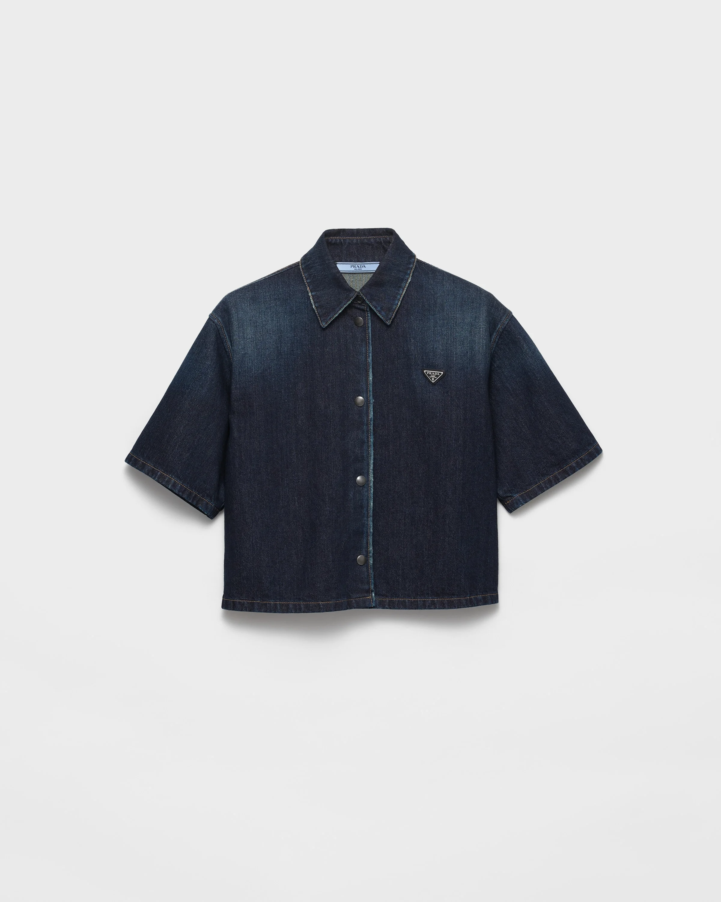 Short-sleeved denim shirt - 1