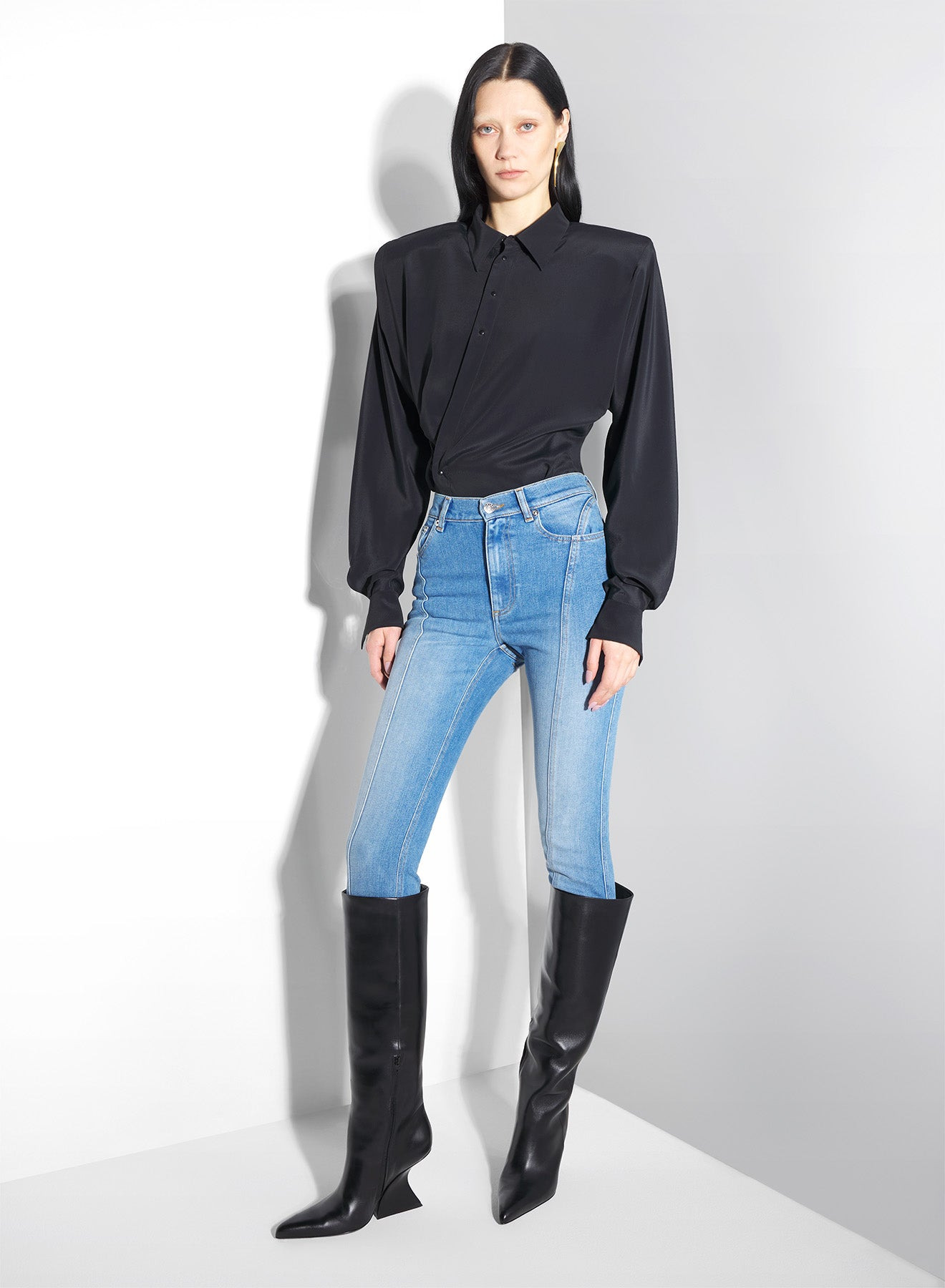 pierced blue denim skinny jeans - 5