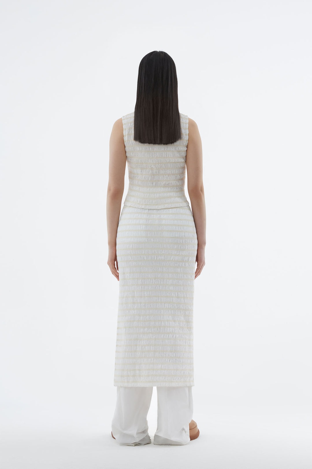 EMBROIDERED STRETCH CREAM TOP - 4