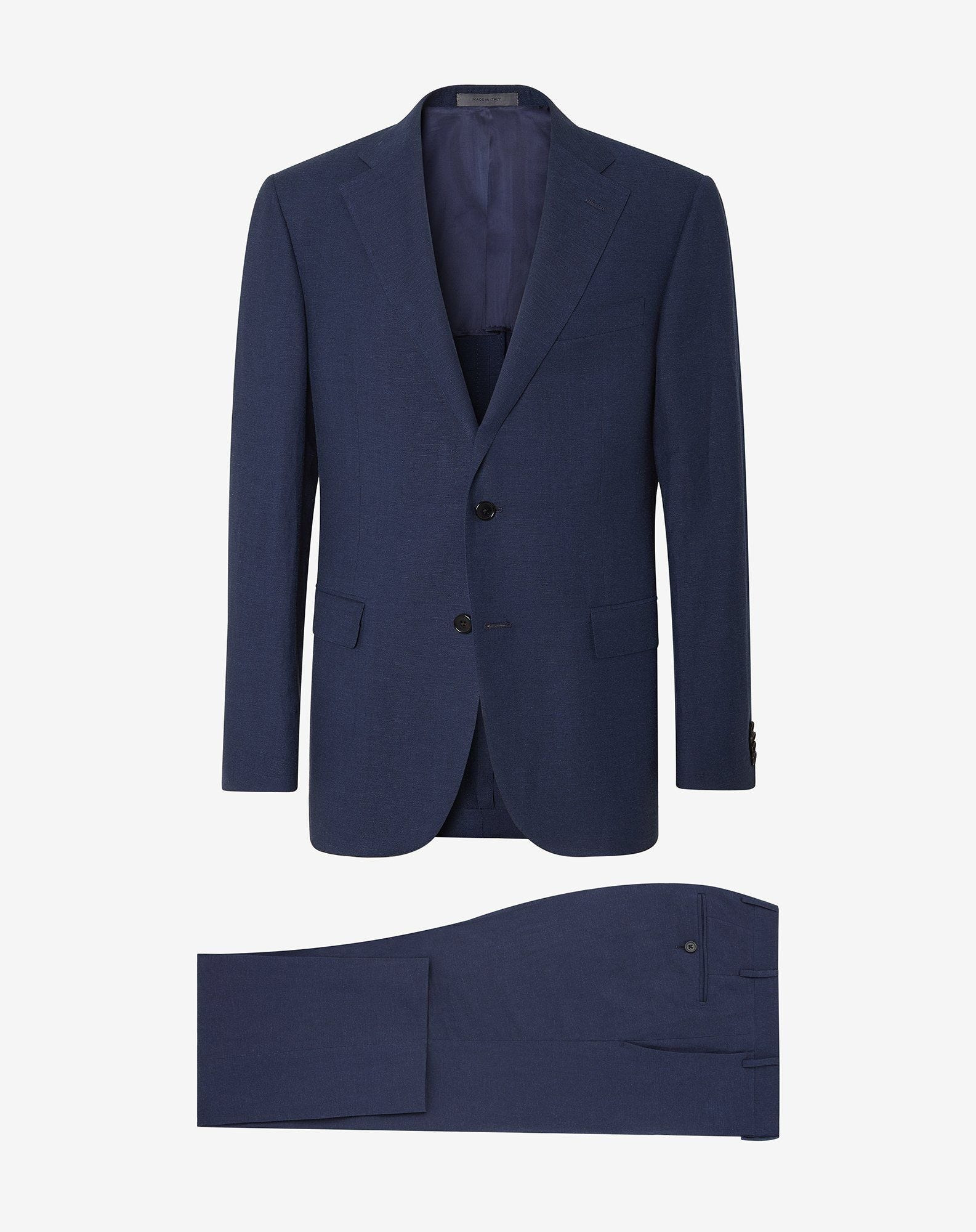 Blue wool and linen suit - 1