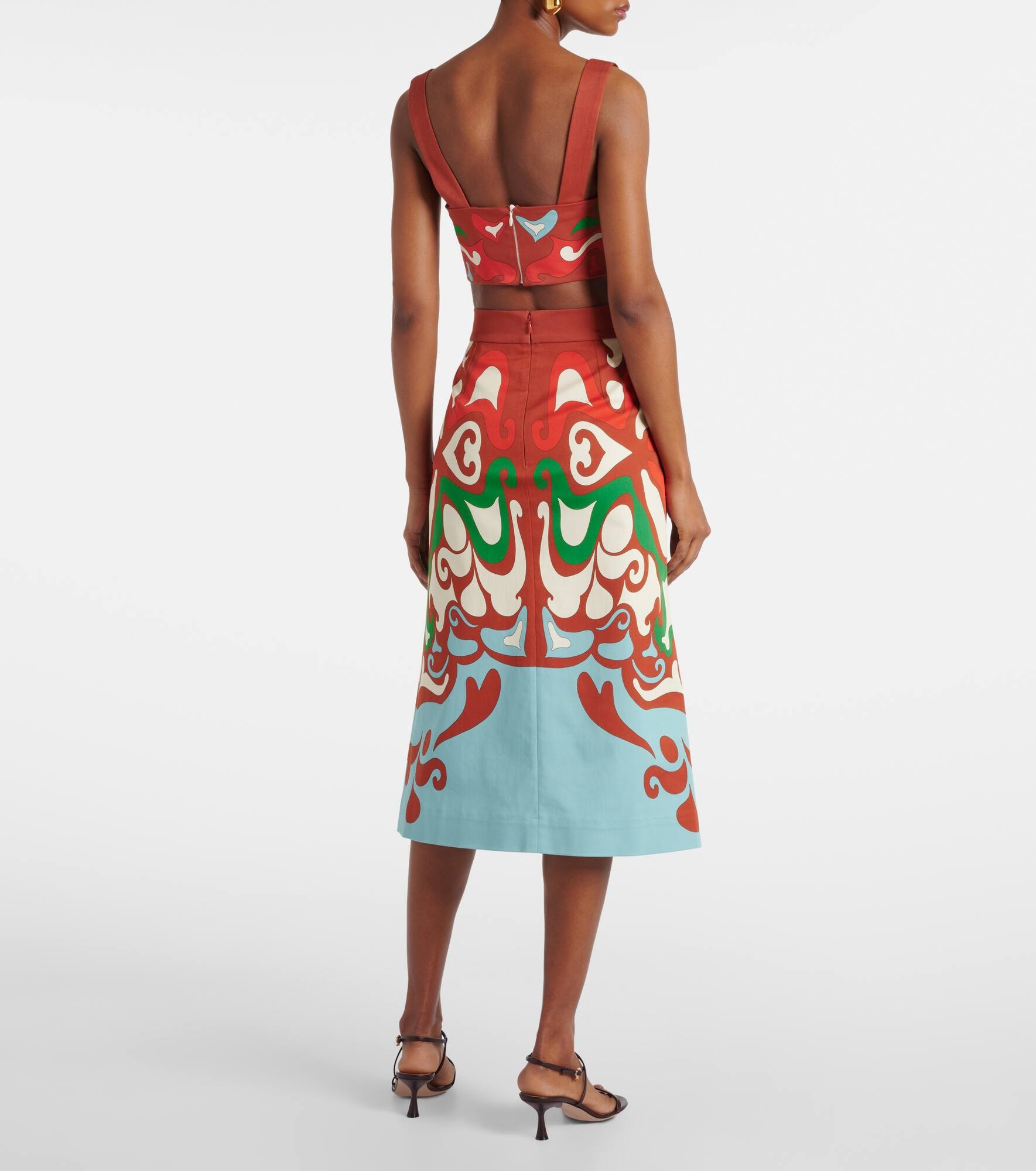 Baia printed cotton-blend midi skirt - 3