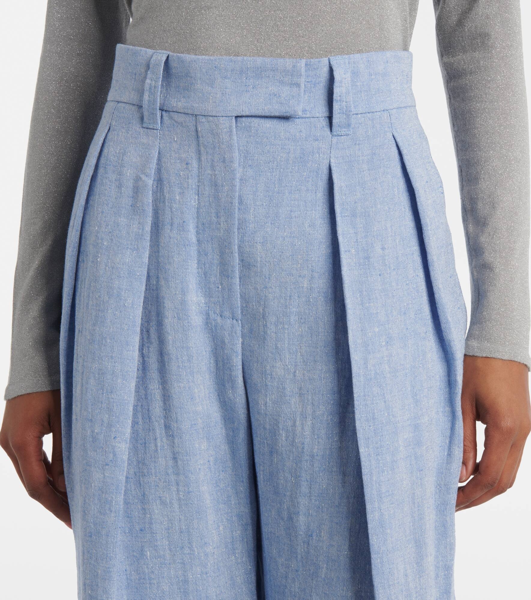 Linen-blend wide-leg pants - 4