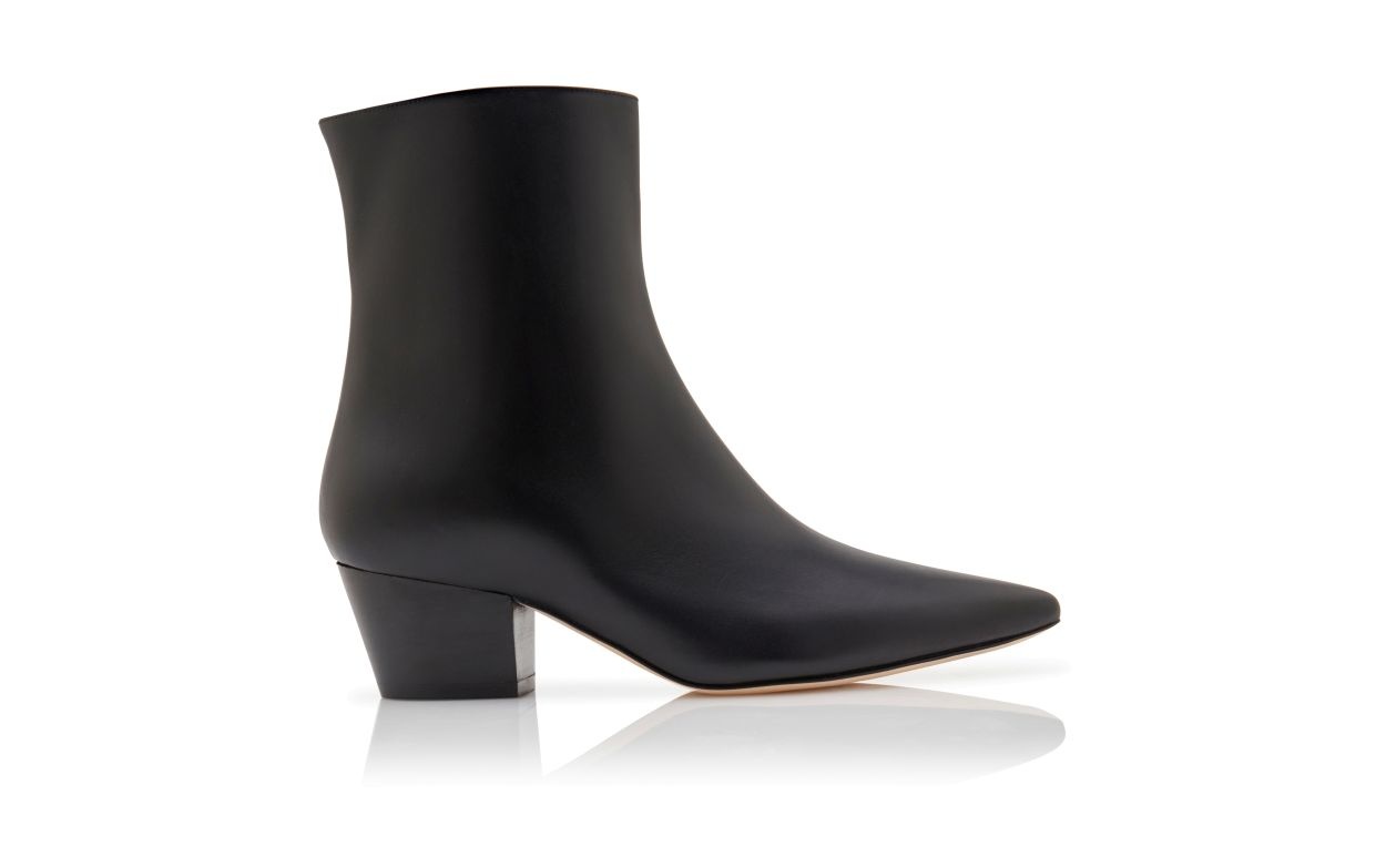 Black Calf Leather Ankle Boots - 1