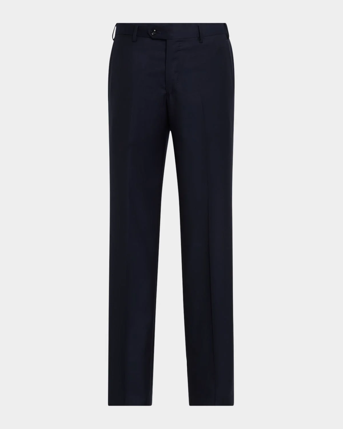 Men's Solid Wool Flat-Front Trousers - 1