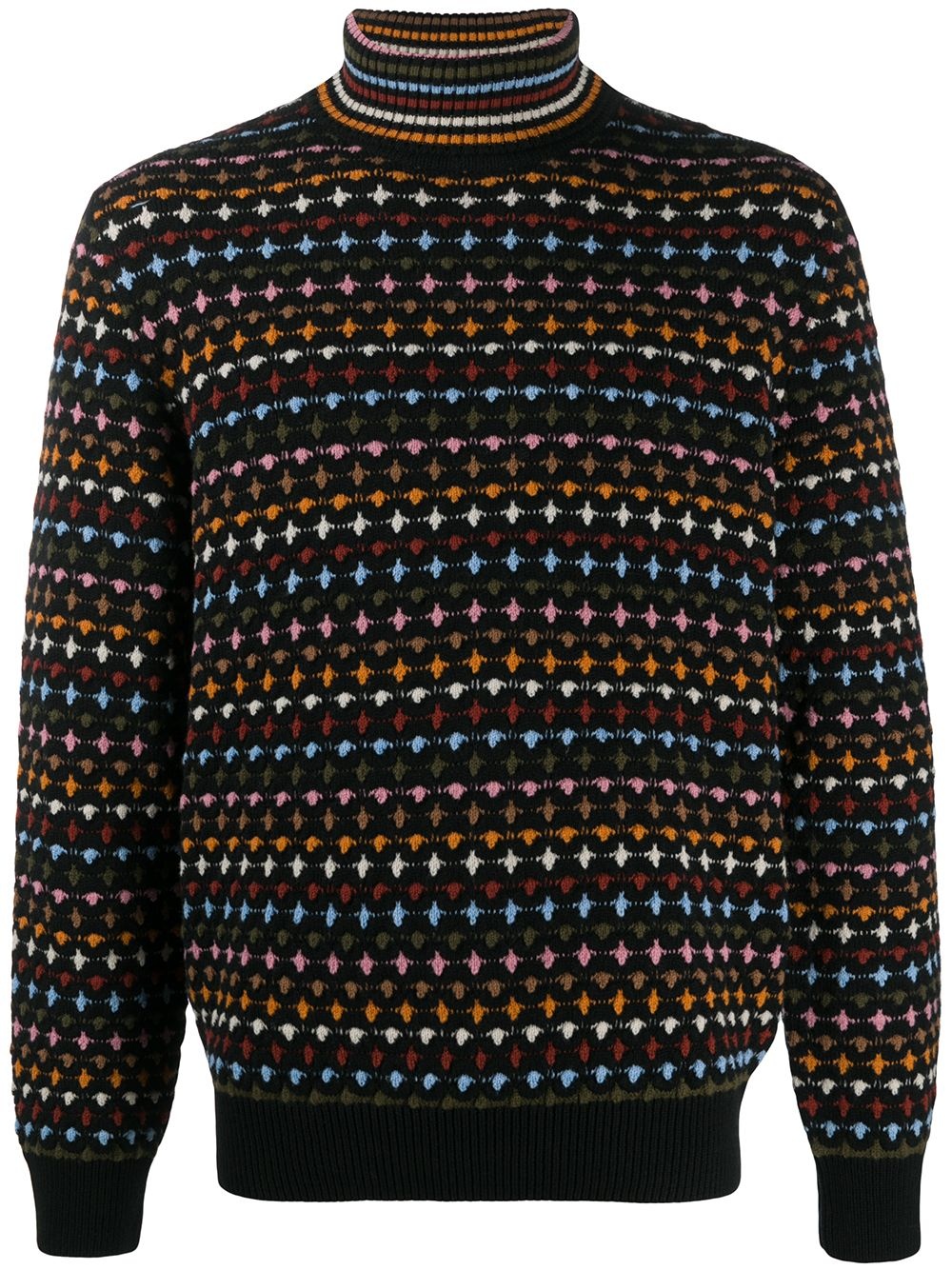 geometric pattern high-neck jumper - 1