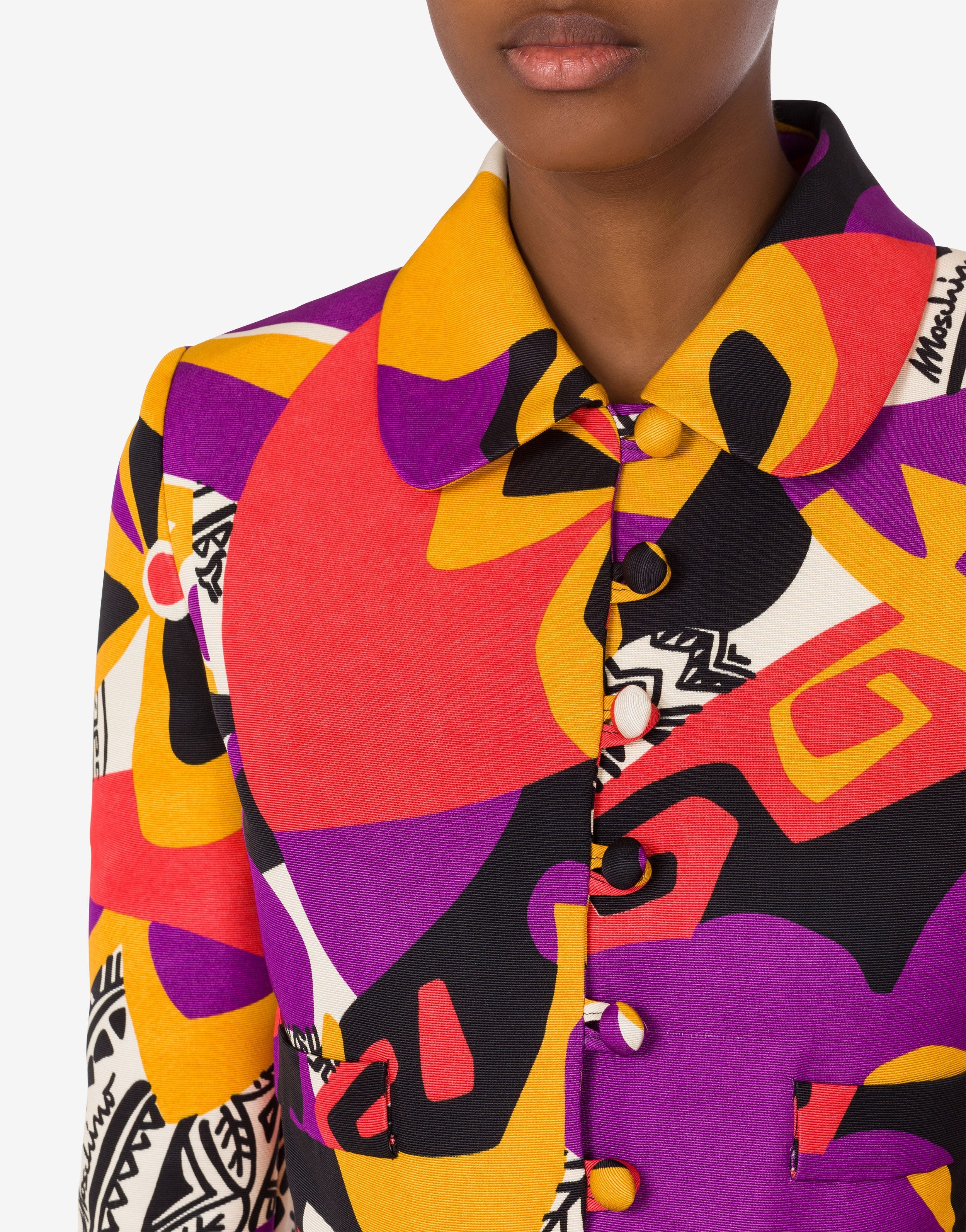 CROPPED GEOMETRIC PRINT OTTOMAN JACKET - 4