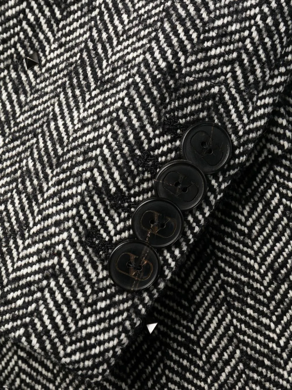 herringbone single-breasted coat - 6