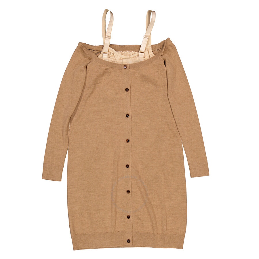 Burberry Ladies Biscuit Bra-Detail Long Sleeve Wool Dress - 2