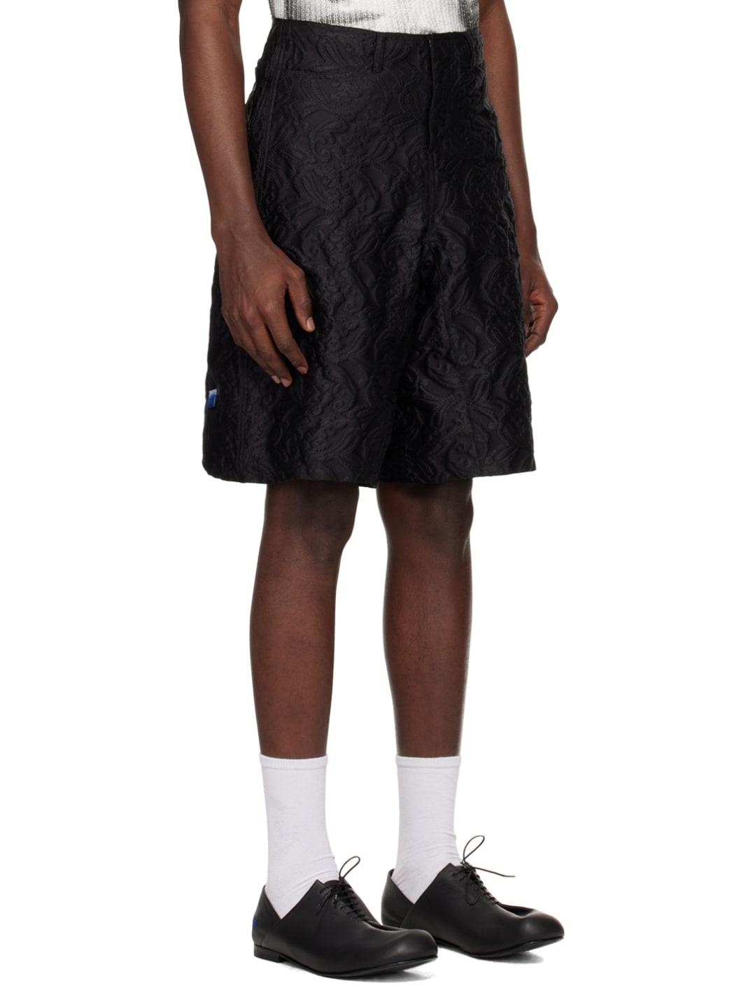 Black Paneled Shorts - 2