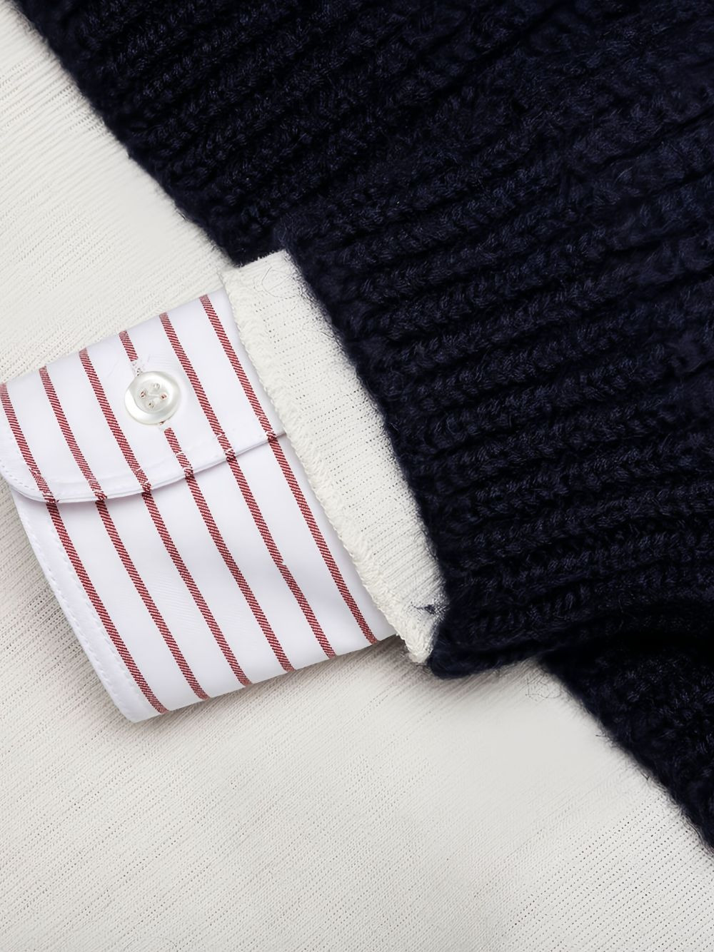 layered shirt-panelled sweater - 3