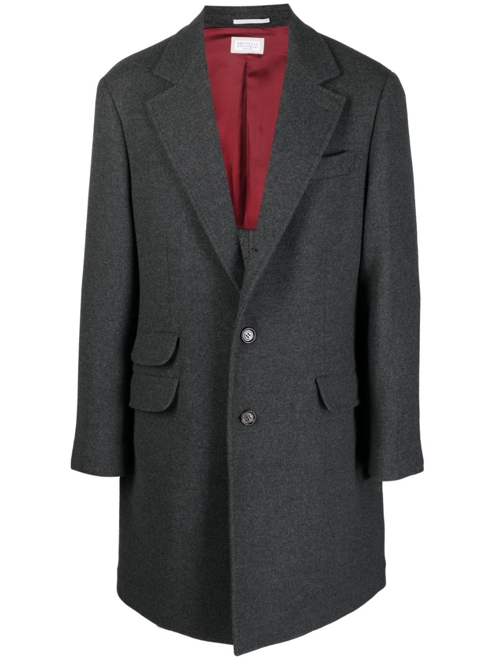 double-flap pocket wool-blend coat - 1