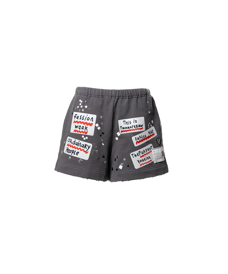 Embellished Sticker Sweat Shorts 15