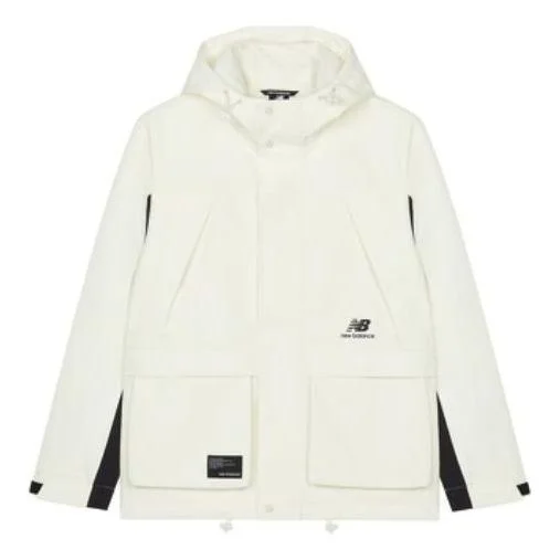 New Balance FW22 Hooded Windproof Jacket 'White Black' AMJ23320-CIC - 1