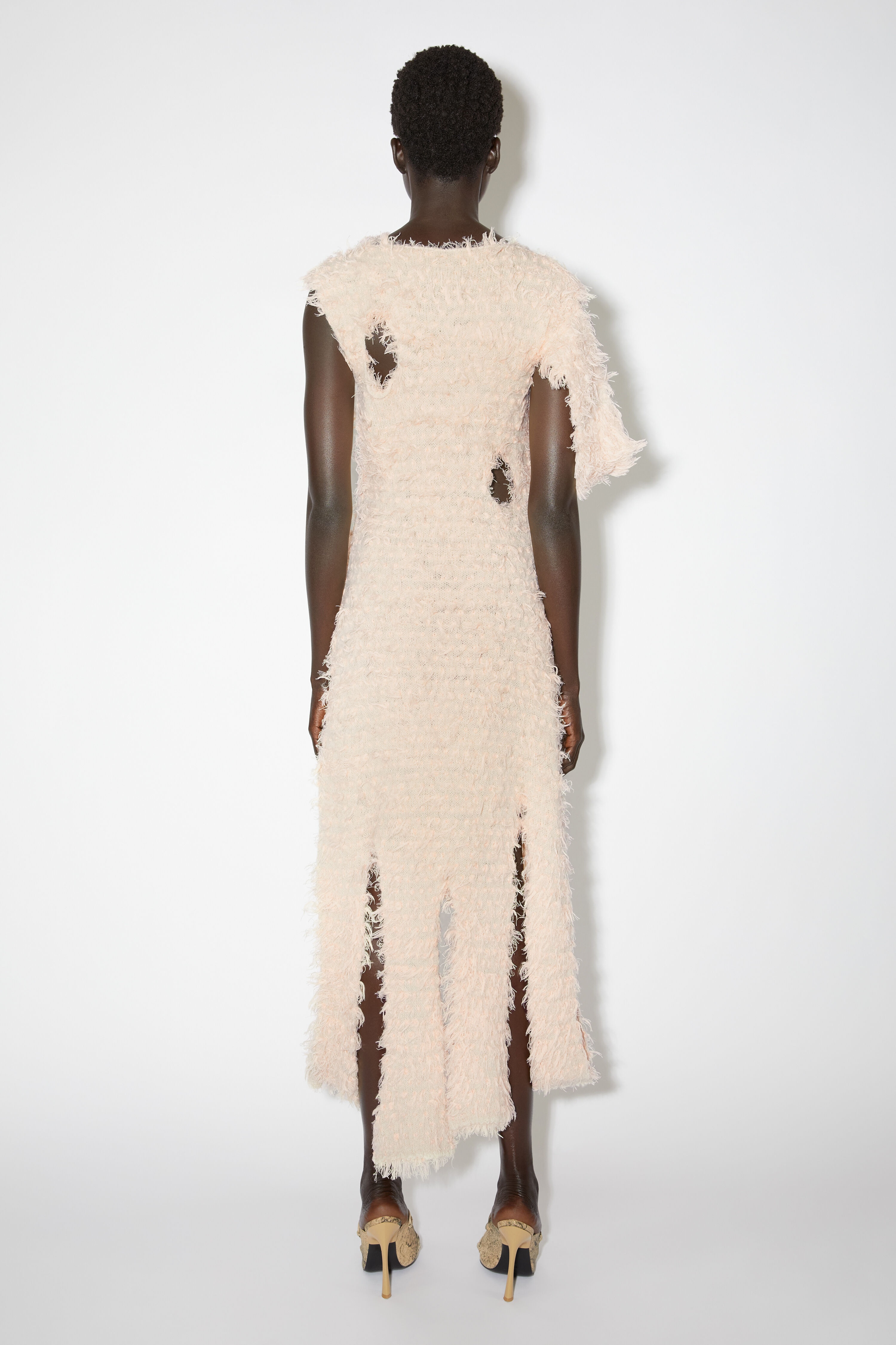Wool blend cut-out dress - Pale Pink - 3