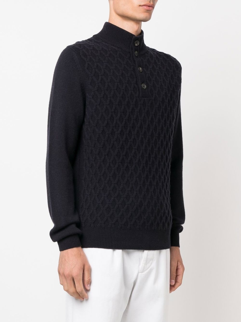 cable-knit long-sleeve jumper - 3