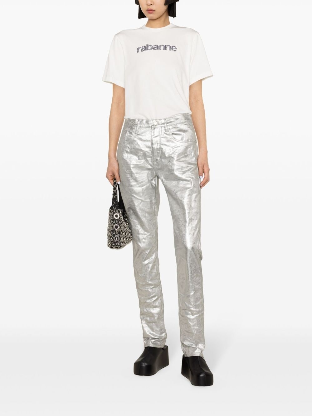 sequined-logo cotton T-shirt - 2