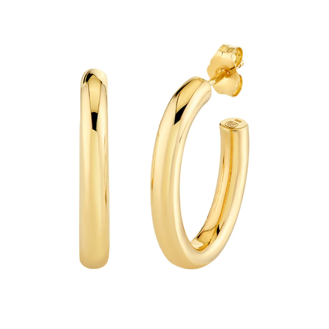 Pure Gold Hollow Tube Earrings - 1