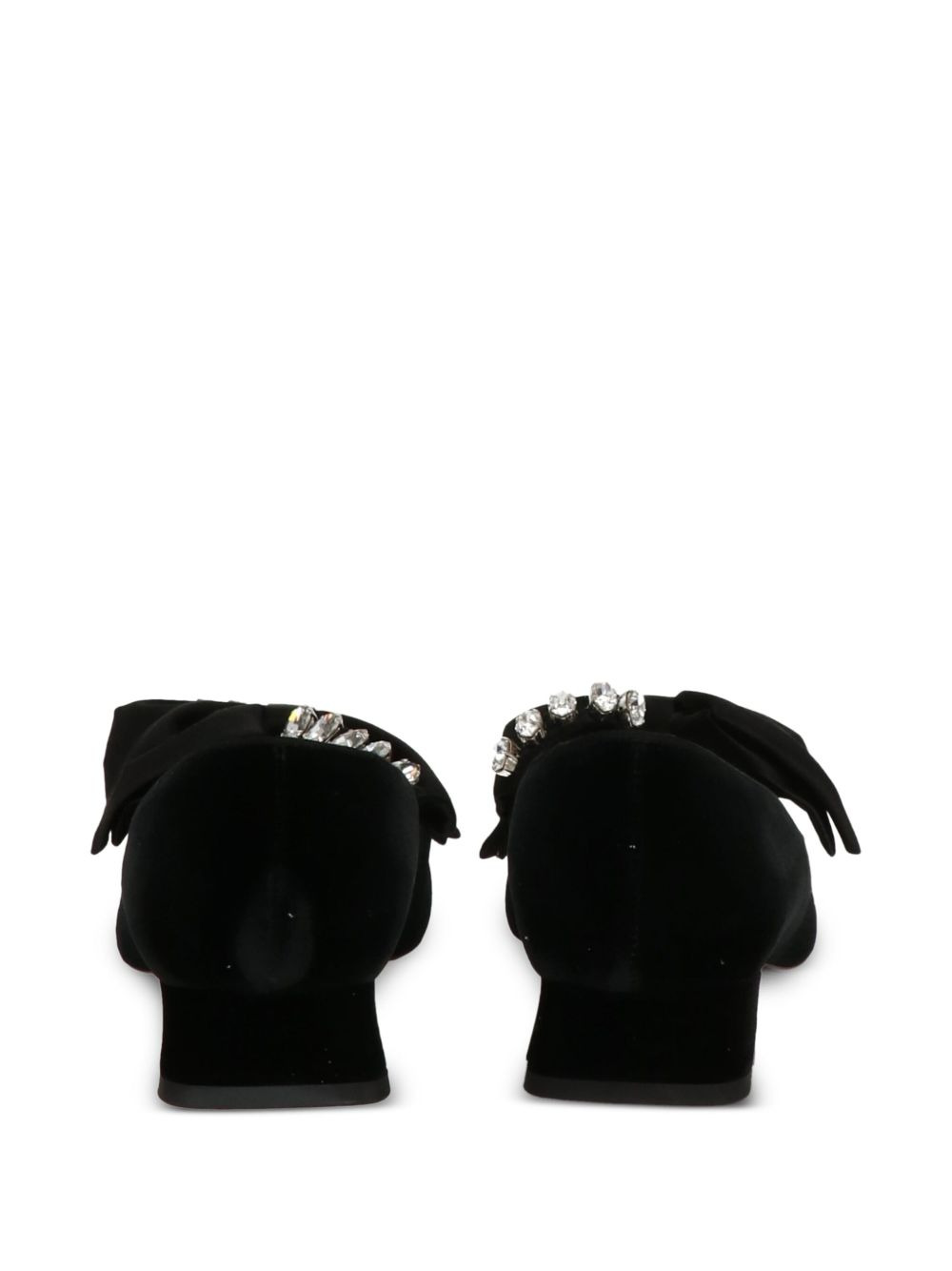 bow-embellished velvet pumps - 3