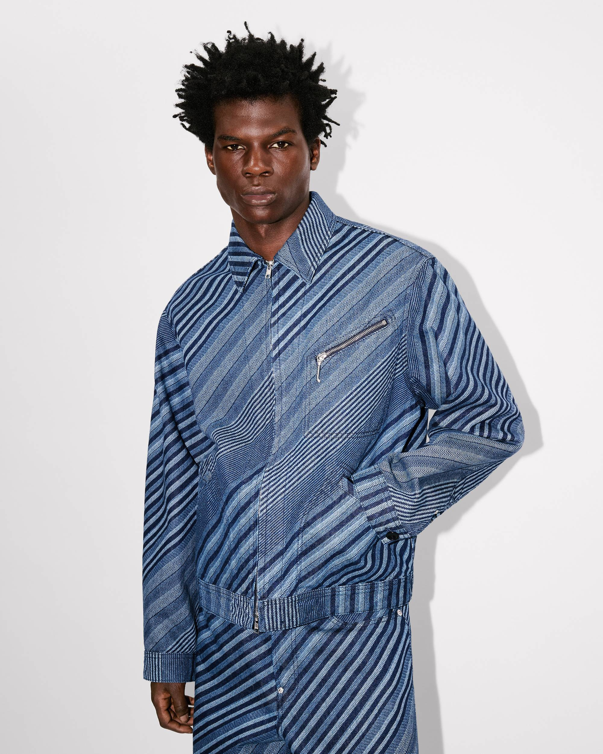 'KENZO Diagonal Stripe' zipped trucker jacket in Japanese denim - 9