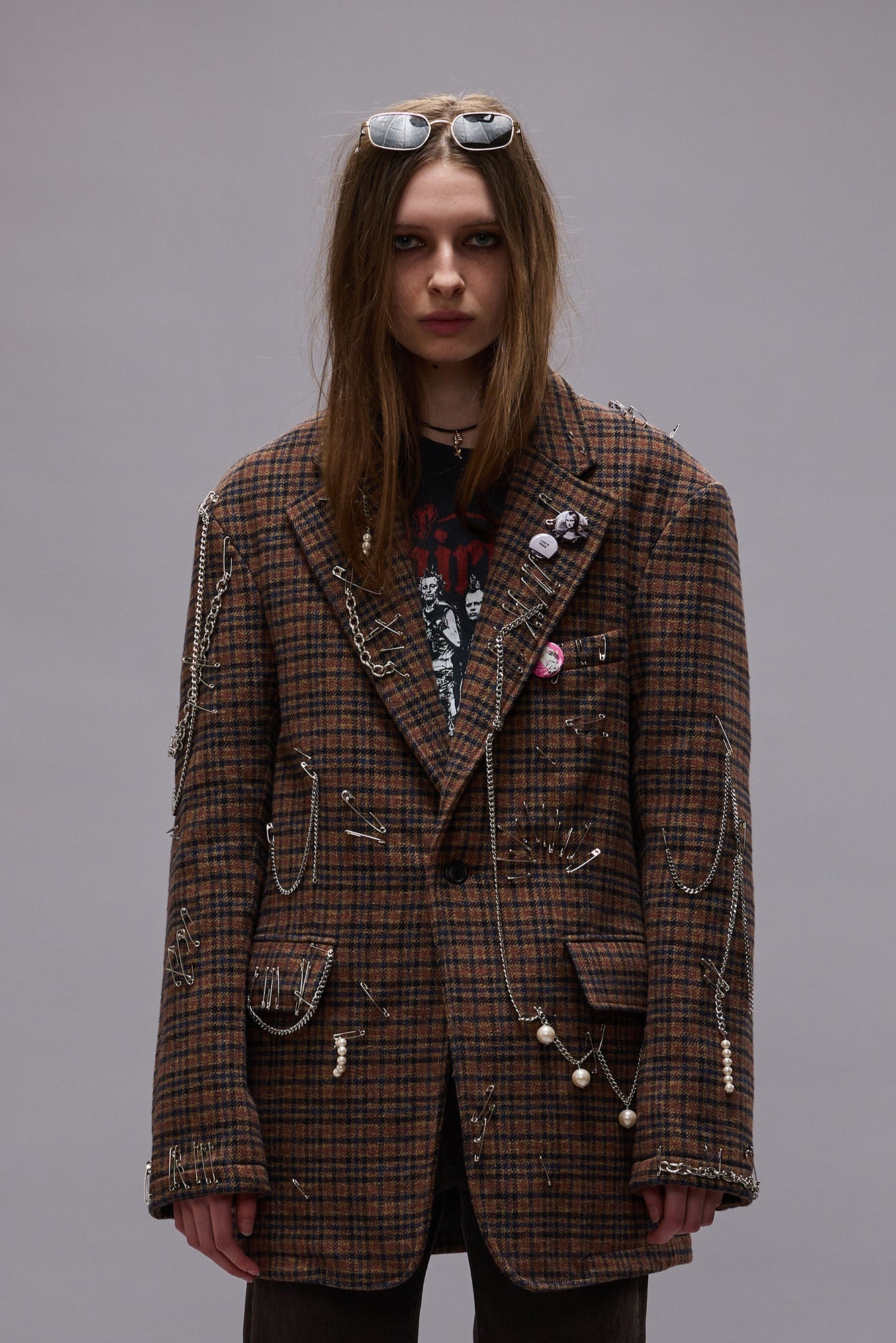 PINCUSHION BLAZER - BROWN PLAID - R13 - 4