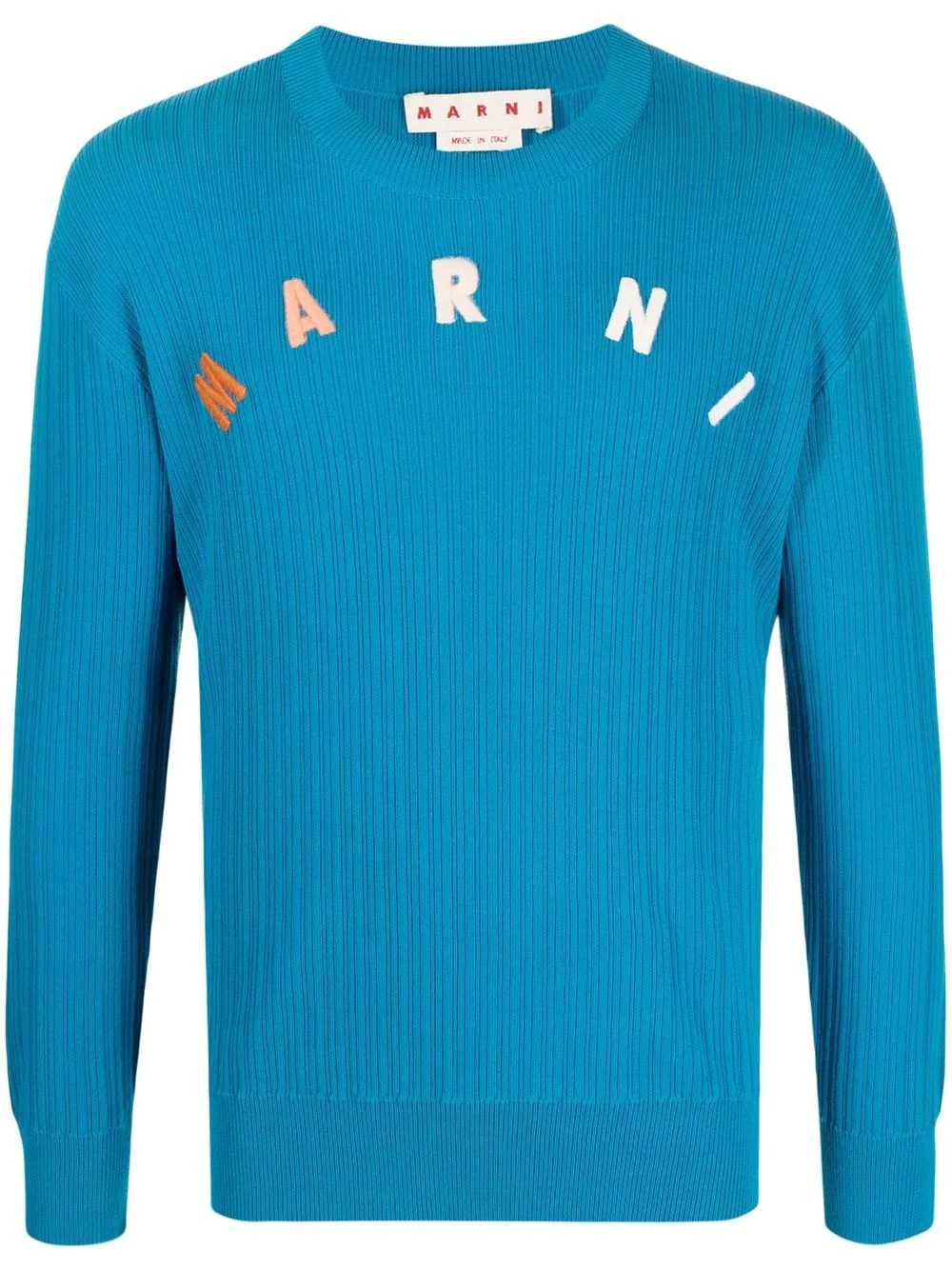 logo-embroidered ribbed-knit sweater - 1