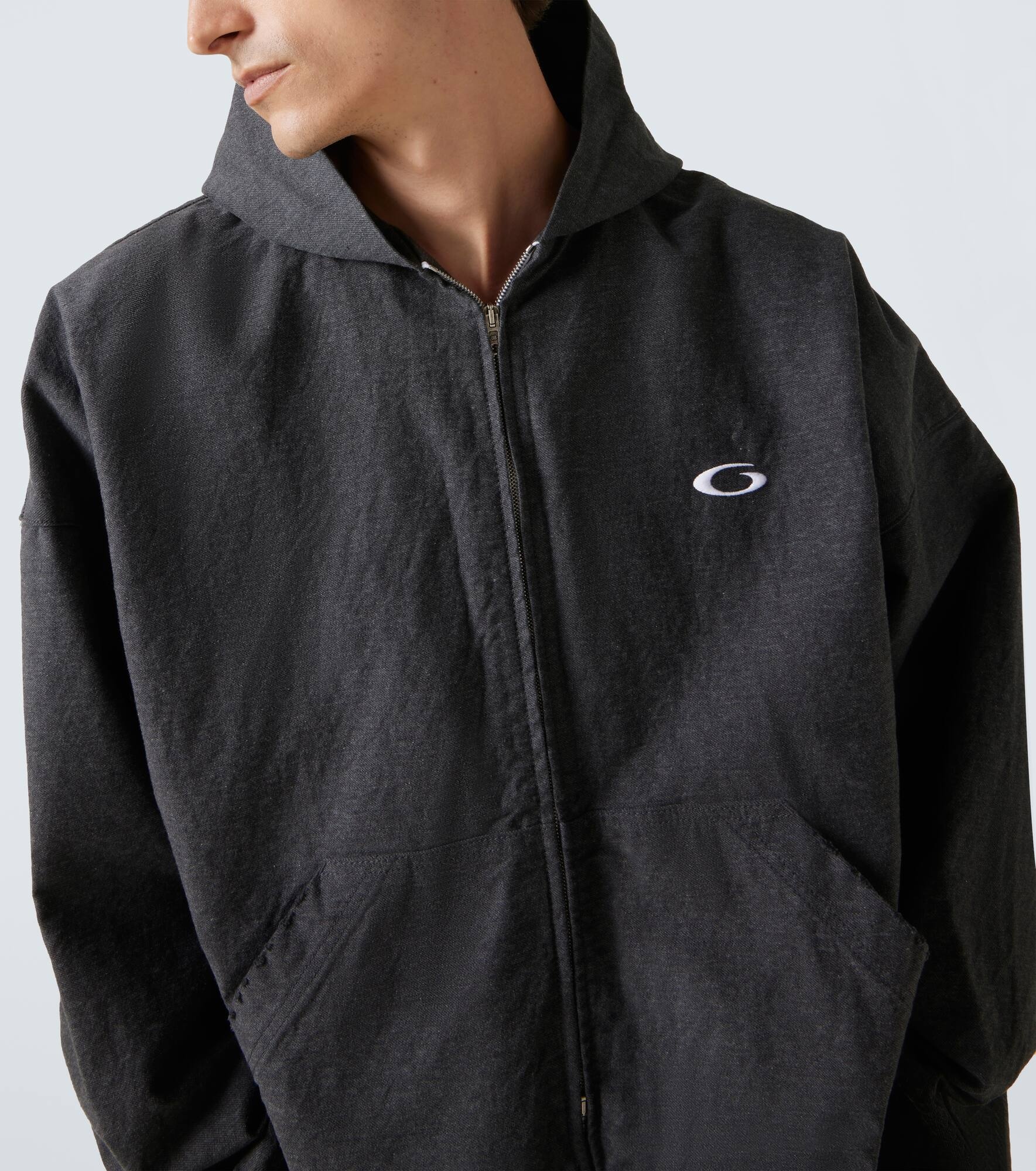 Trompe l-œil denim hoodie - 5
