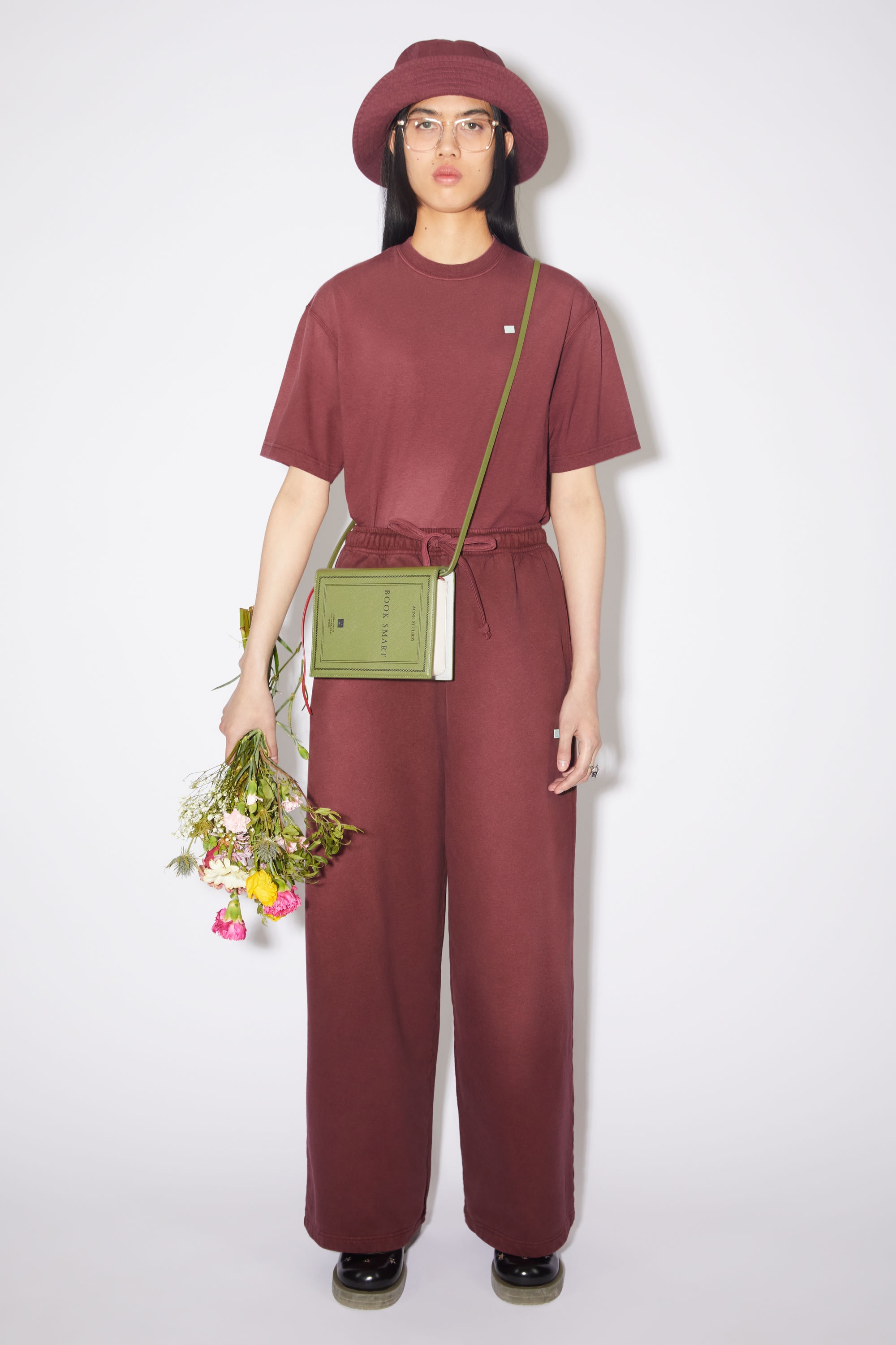 Fleece sweatpants - Wine red - 2