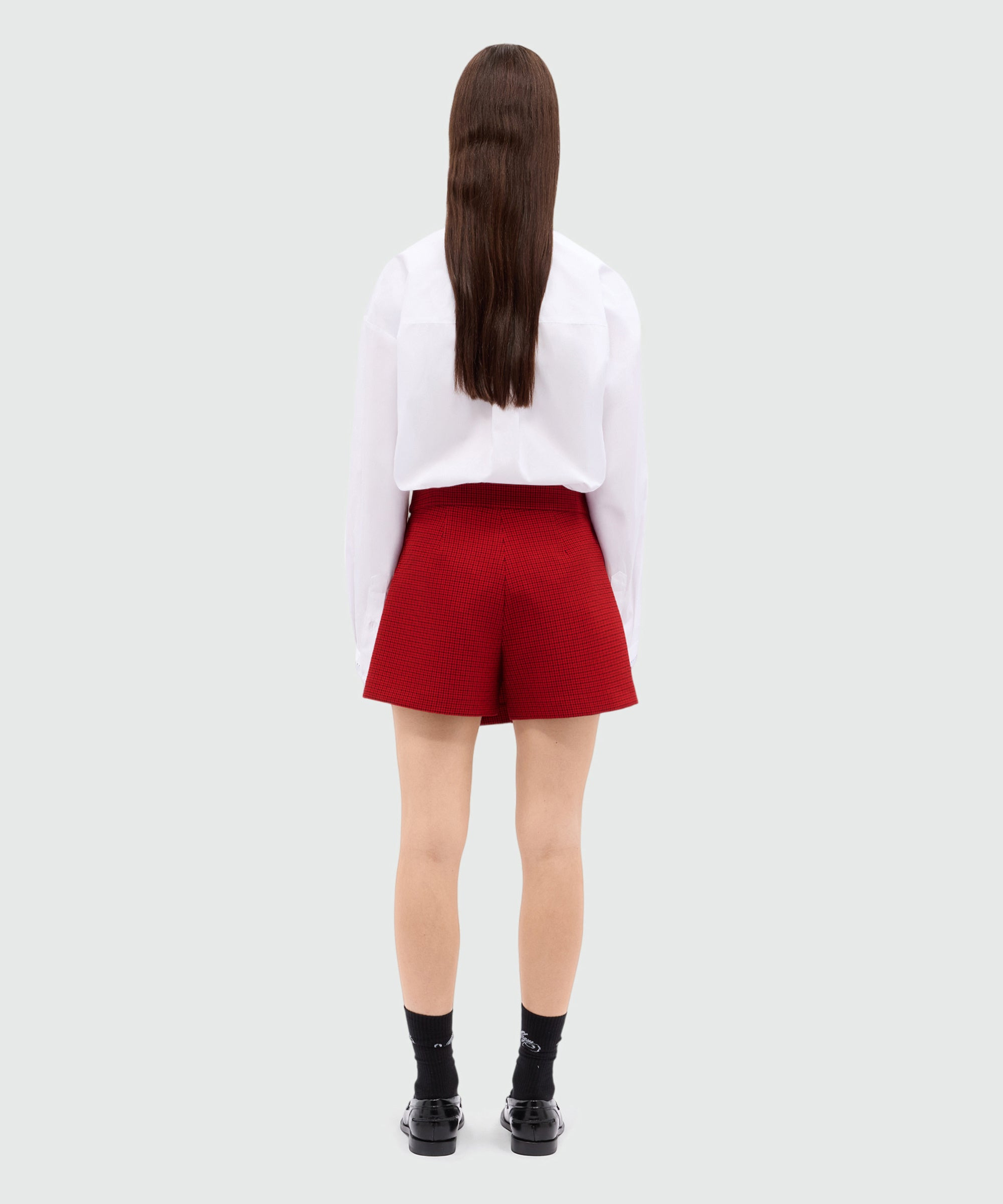 Red check wrap shorts - 2
