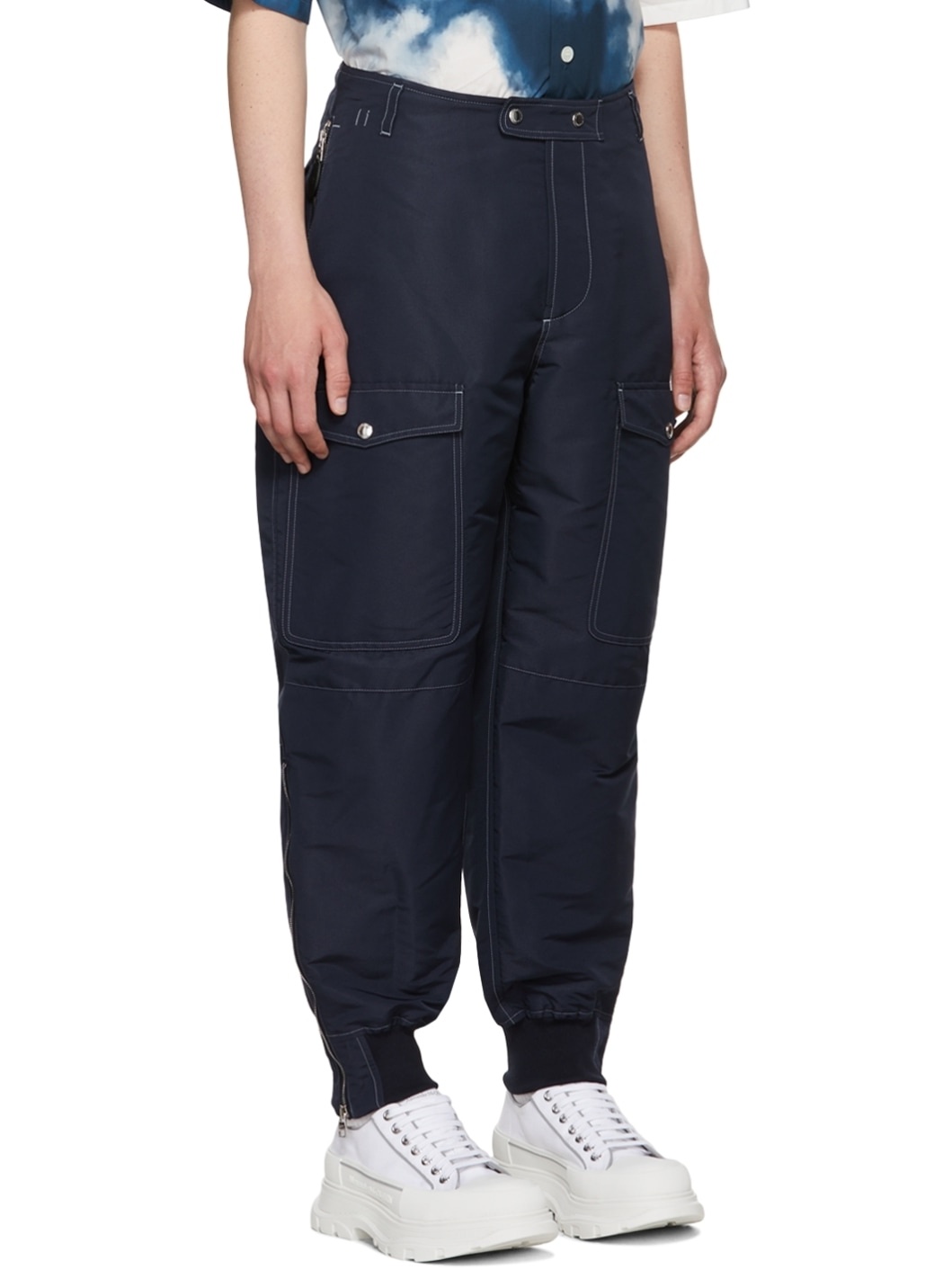 Navy Recycled Polyester Cargo Pants - 2