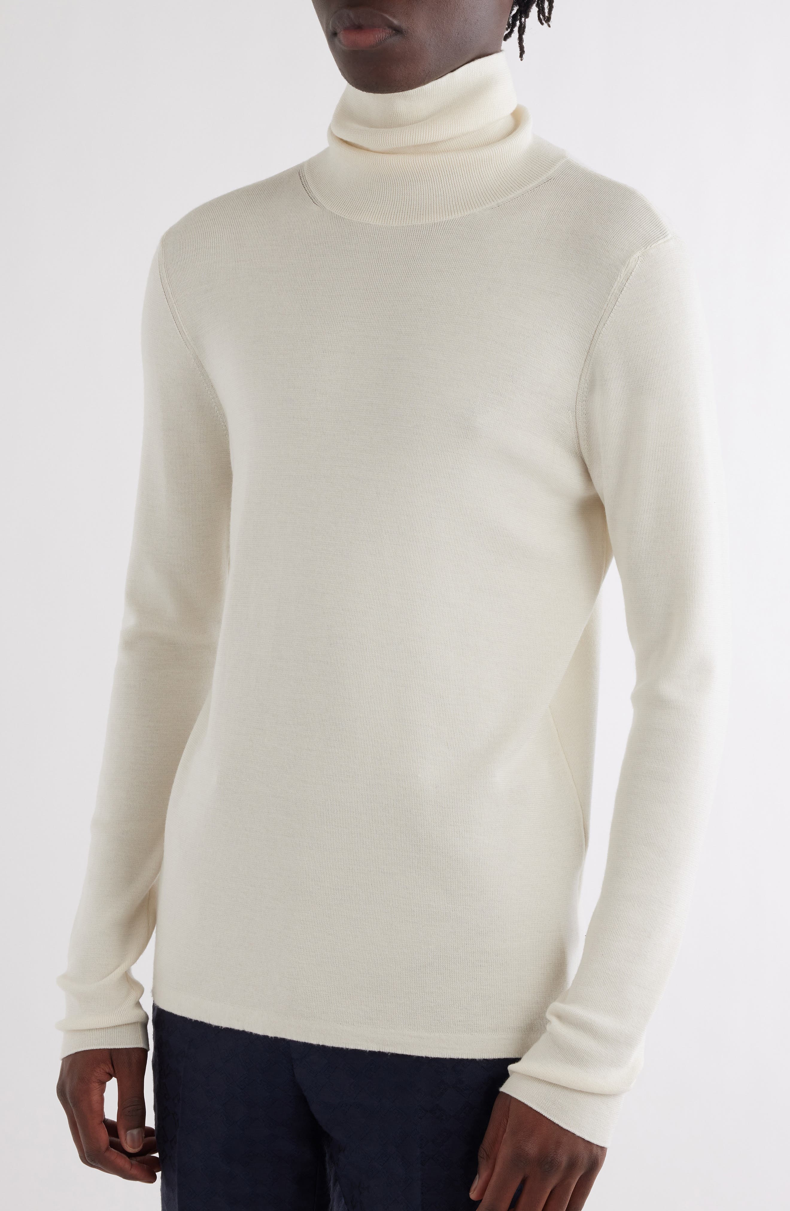 Givenchy Button Back Wool & Silk Turtleneck Sweater in Natural at Nordstrom - 5