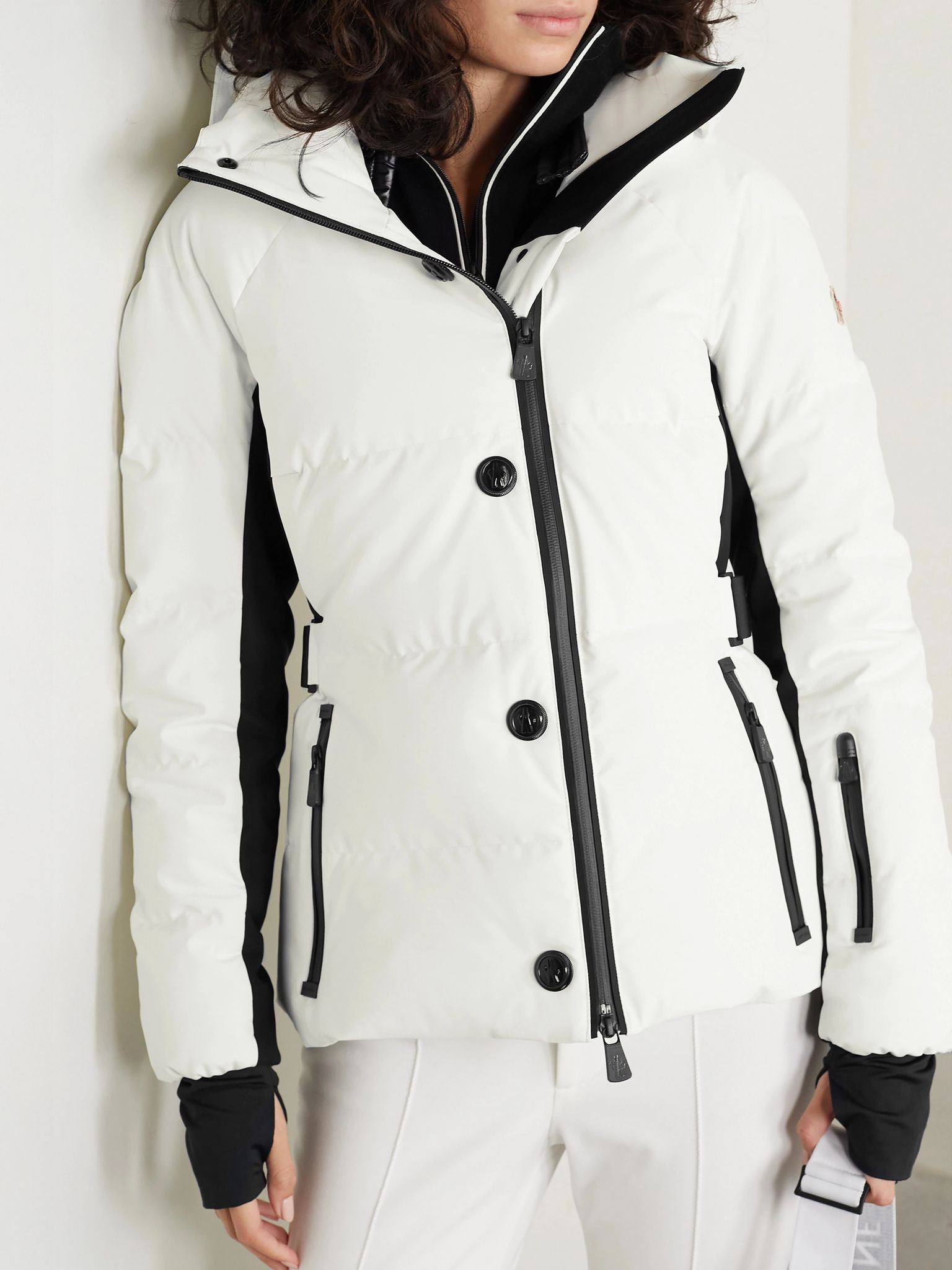 Guyane hooded jersey-trimmed quilted shell down jacket White - 3
