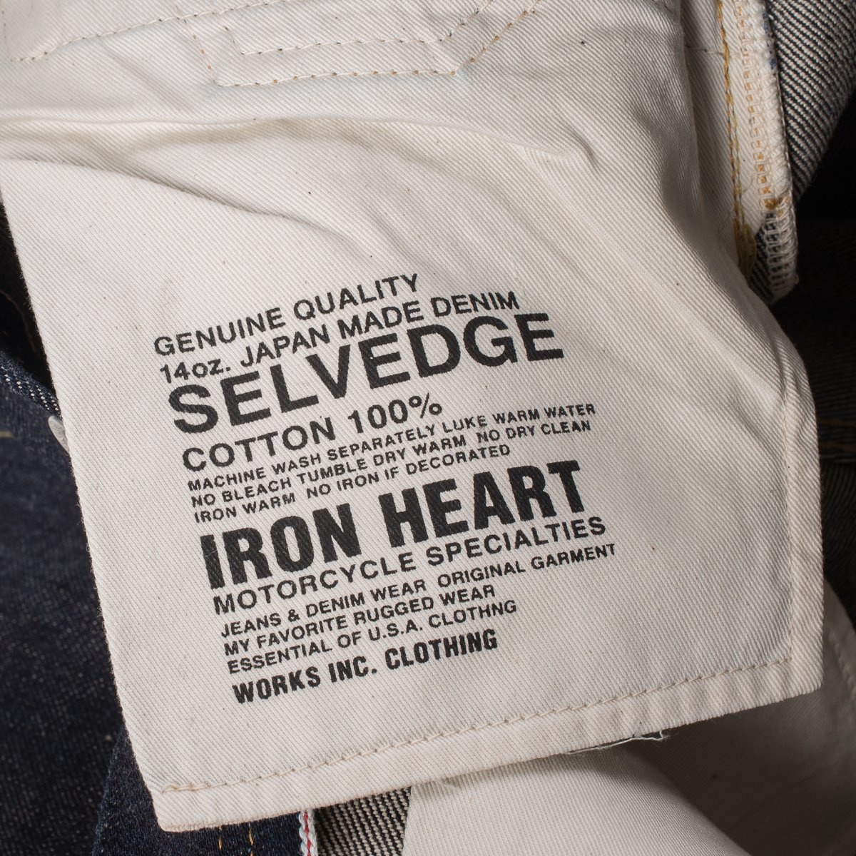 IH-634S-142 14oz Selvedge Denim Straight Cut Jeans - Indigo - 12