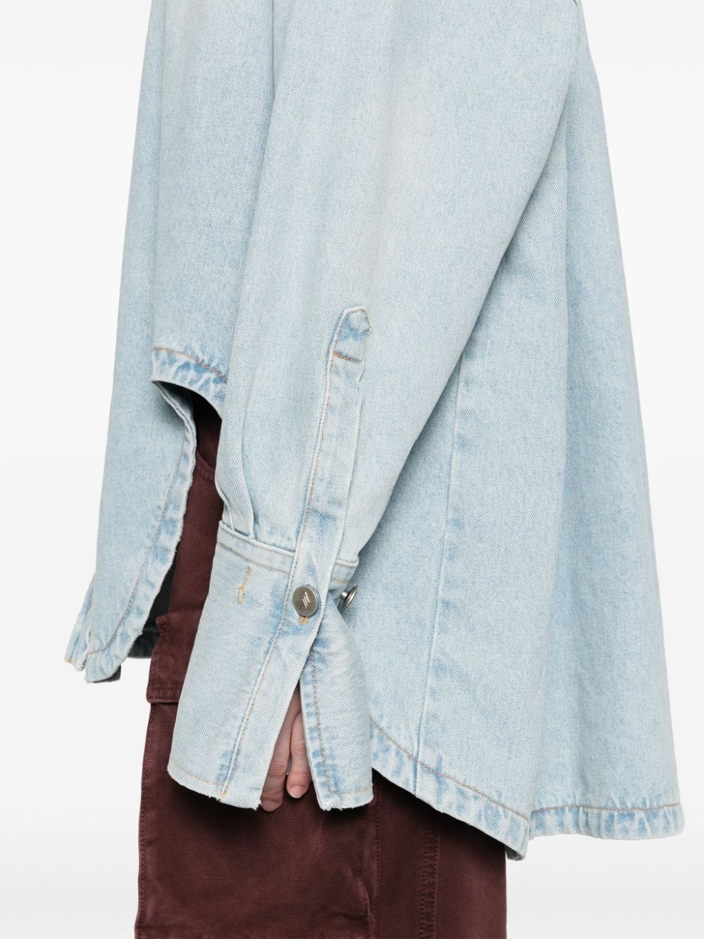 spread-collar denim coat - 5