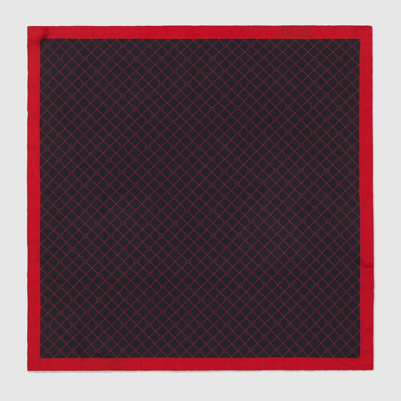 GG check silk pocket square 1