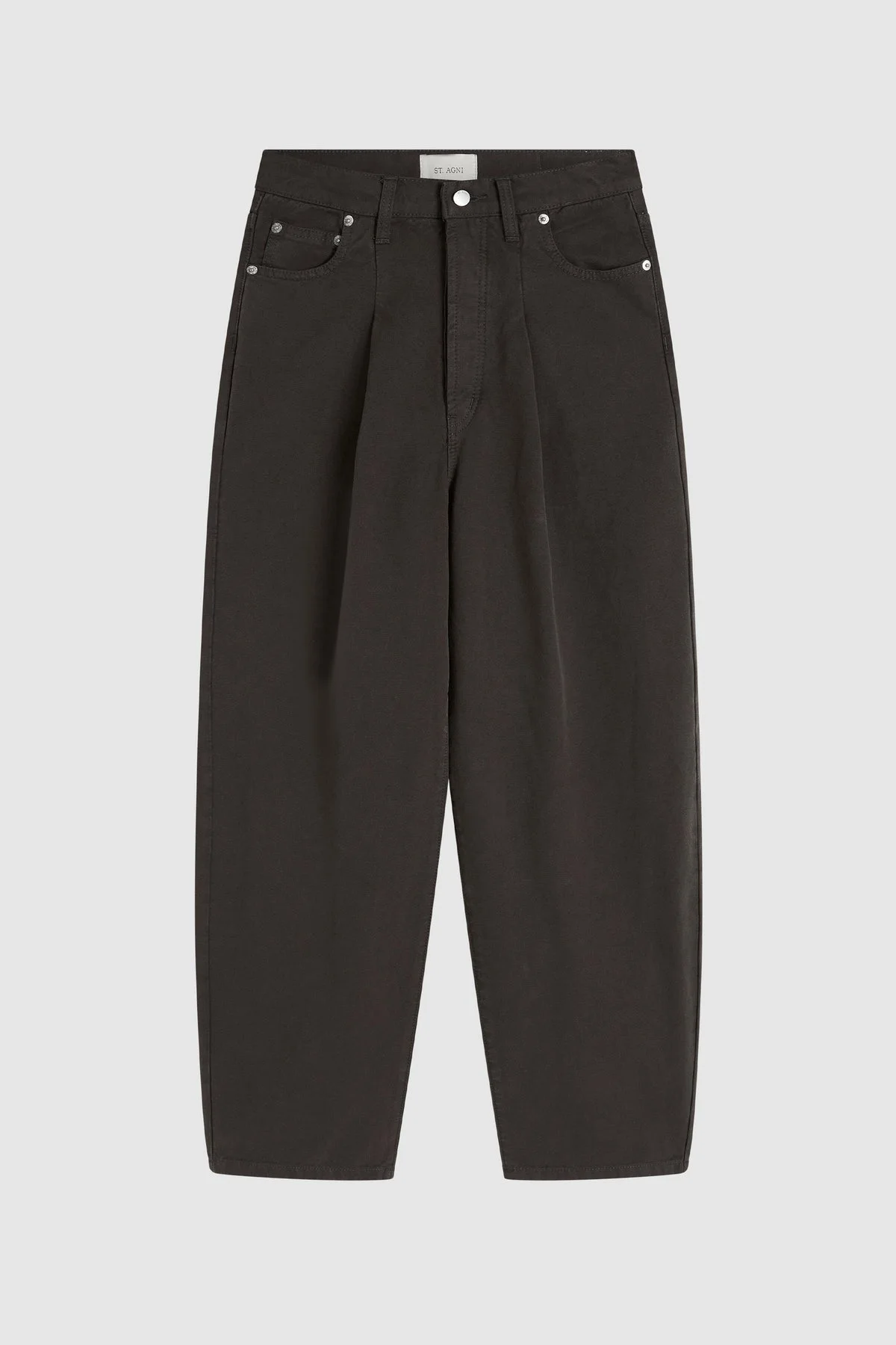 Canvas Mid Rise Barrel Jeans - Ash - 1