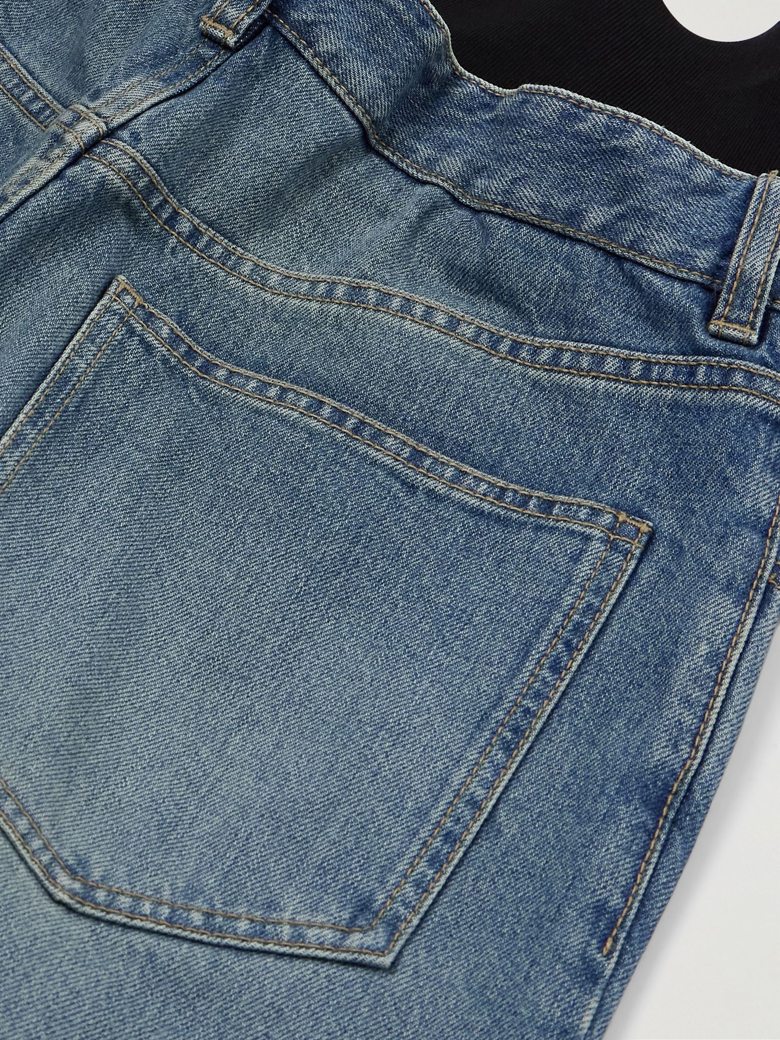 Layered jersey-trimmed wide-leg jeans Blue - 5