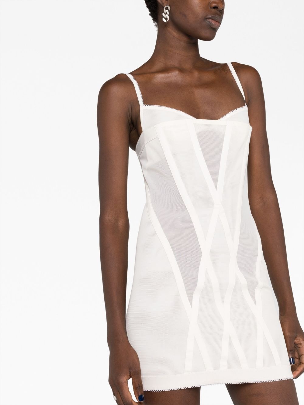 Oblique mesh corset minidress - 5