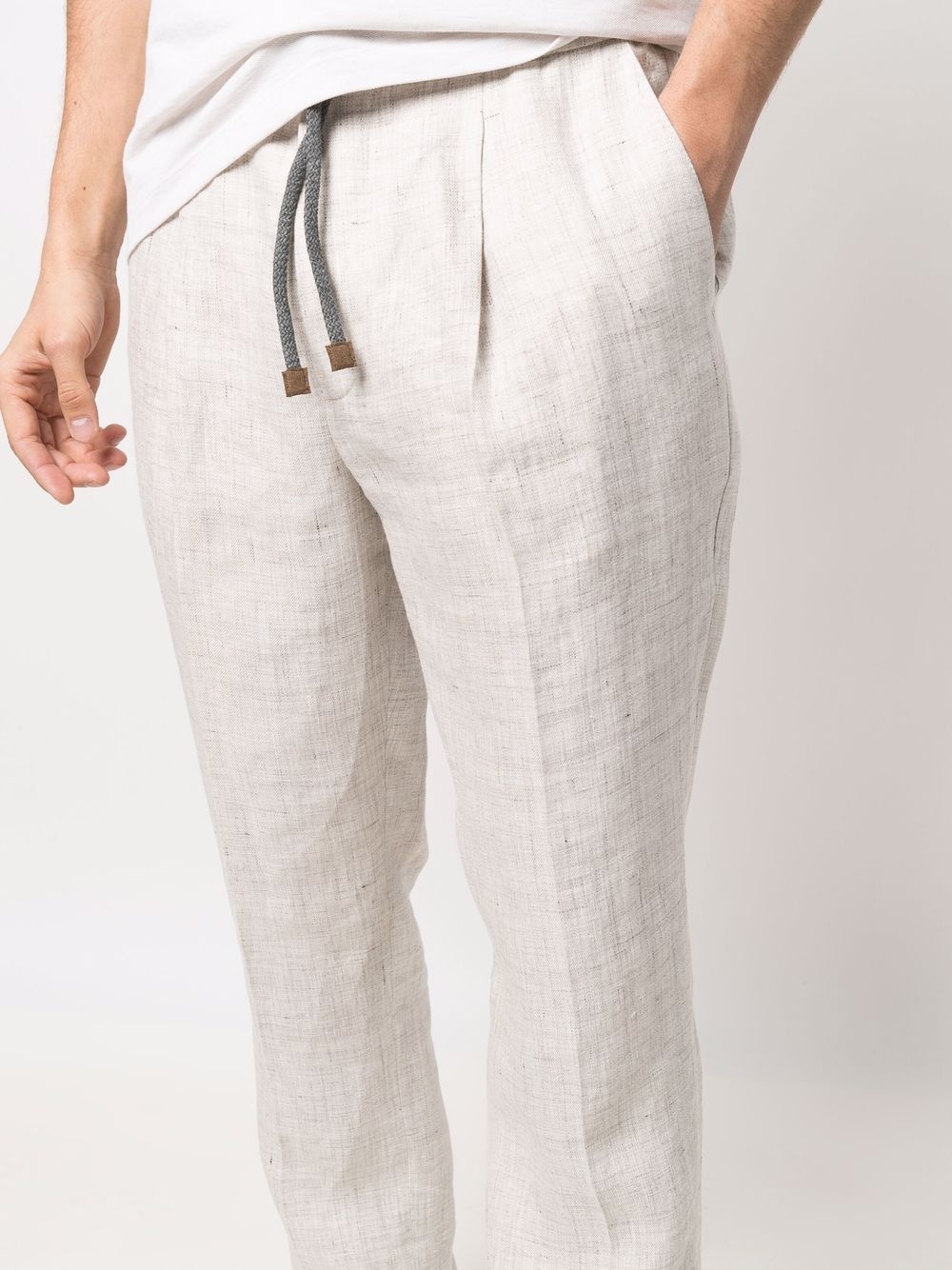 drawstring linen trousers - 5