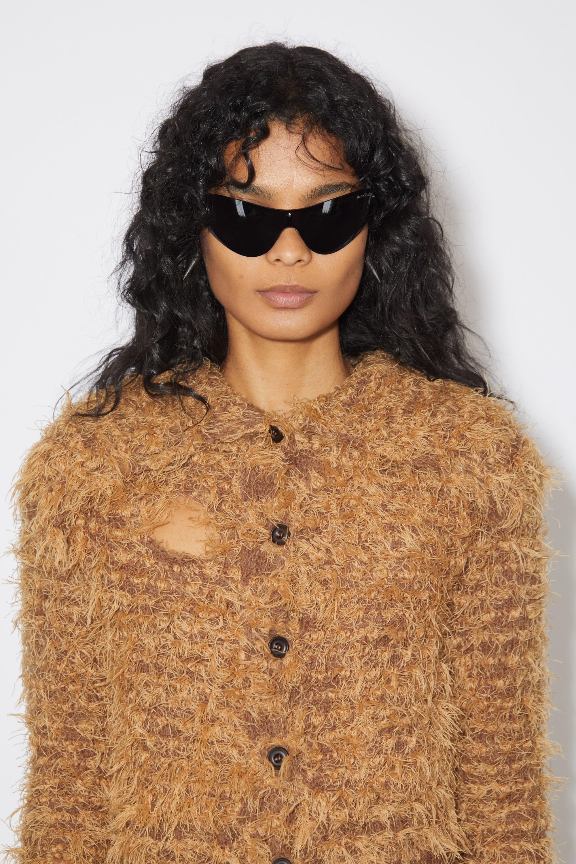 Hairy wool cardigan - Camel brown - 5