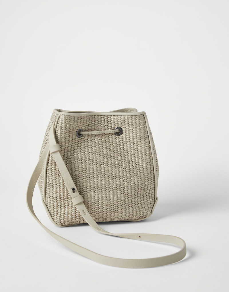 Brunello Cucinelli Techno raffia bucket bag with monili outlook