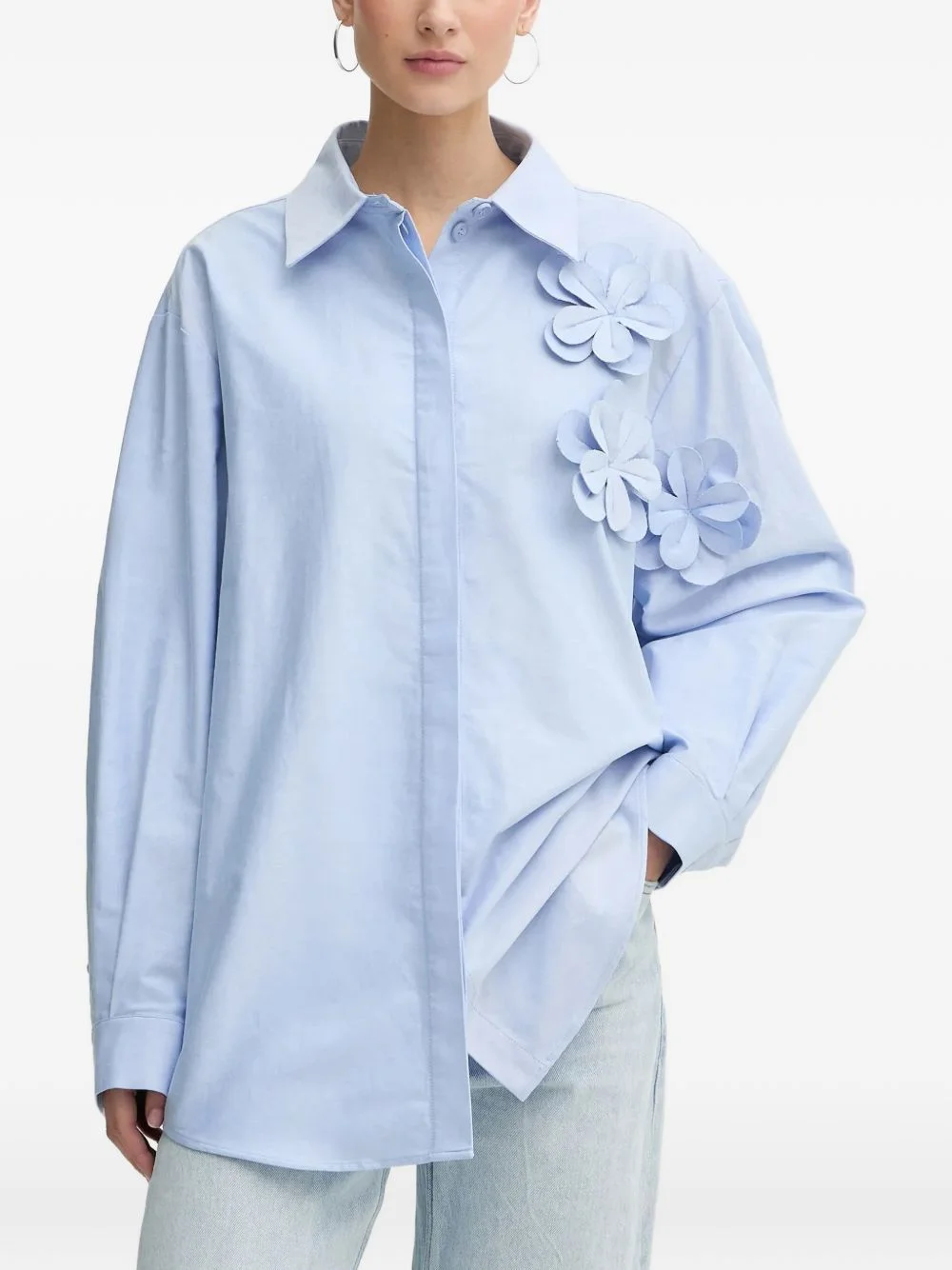 flower-appliqué shirt - 1