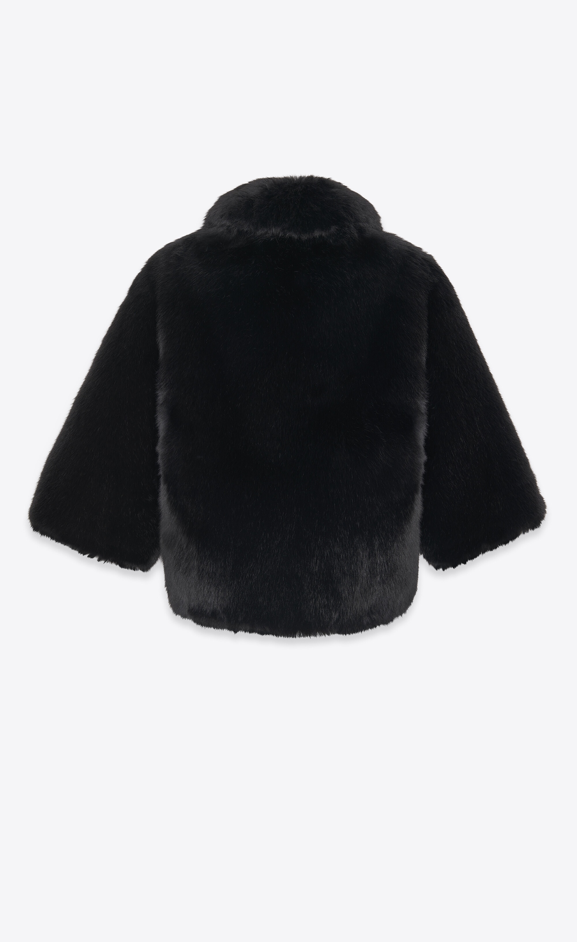 shawl-collar coat in animal-free fur - 3