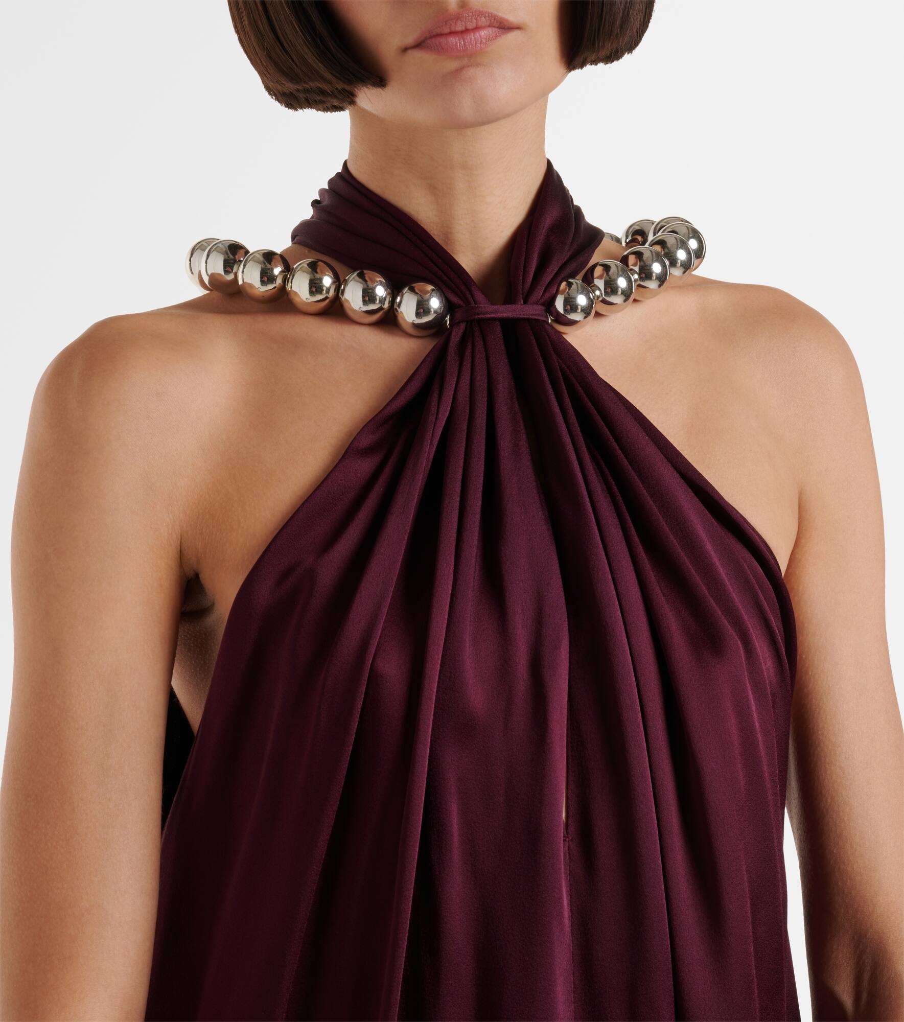 Embellished halterneck satin jumpsuit - 4