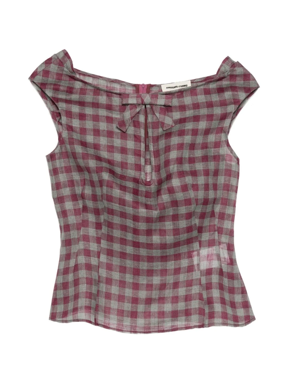 keyhole check blouse - 1