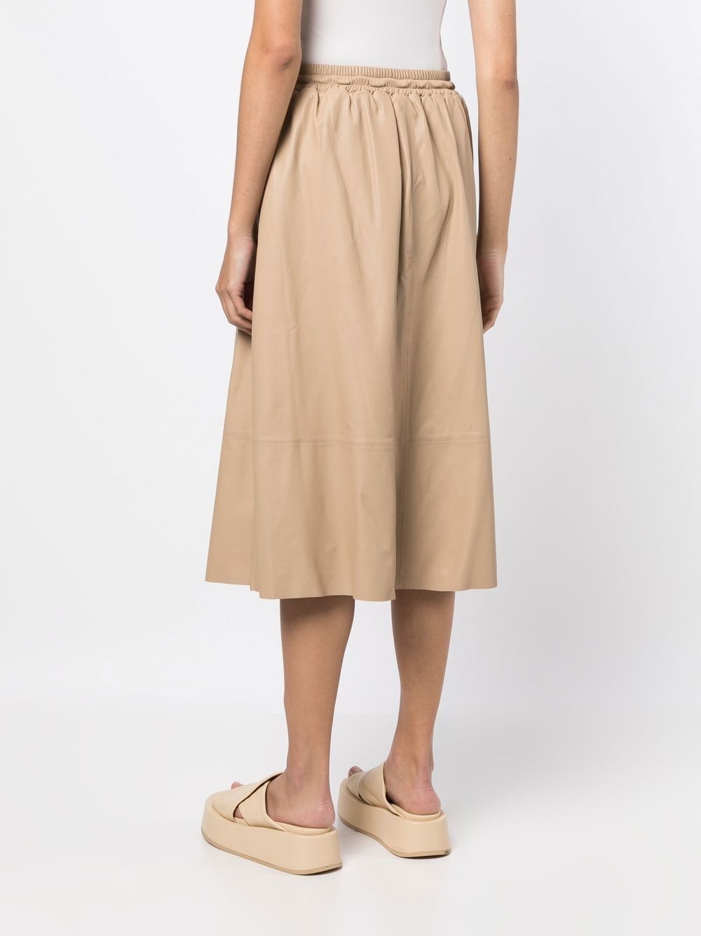 leather flared skirt - 4