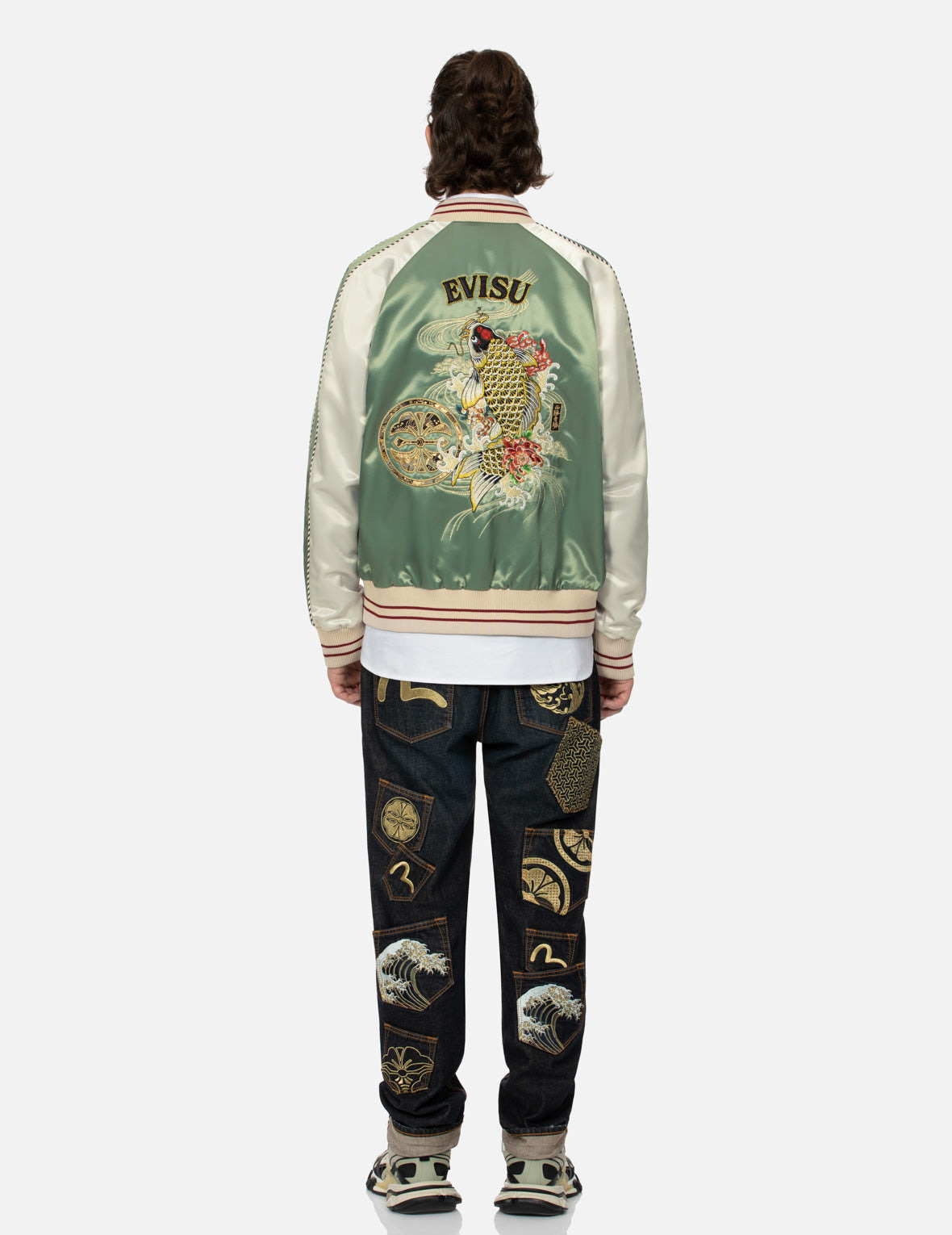 KAMON BROCADE APPLIQUÉ AND CARP EMBRODIERY RELAX FIT SOUVENIR JACKET - 5
