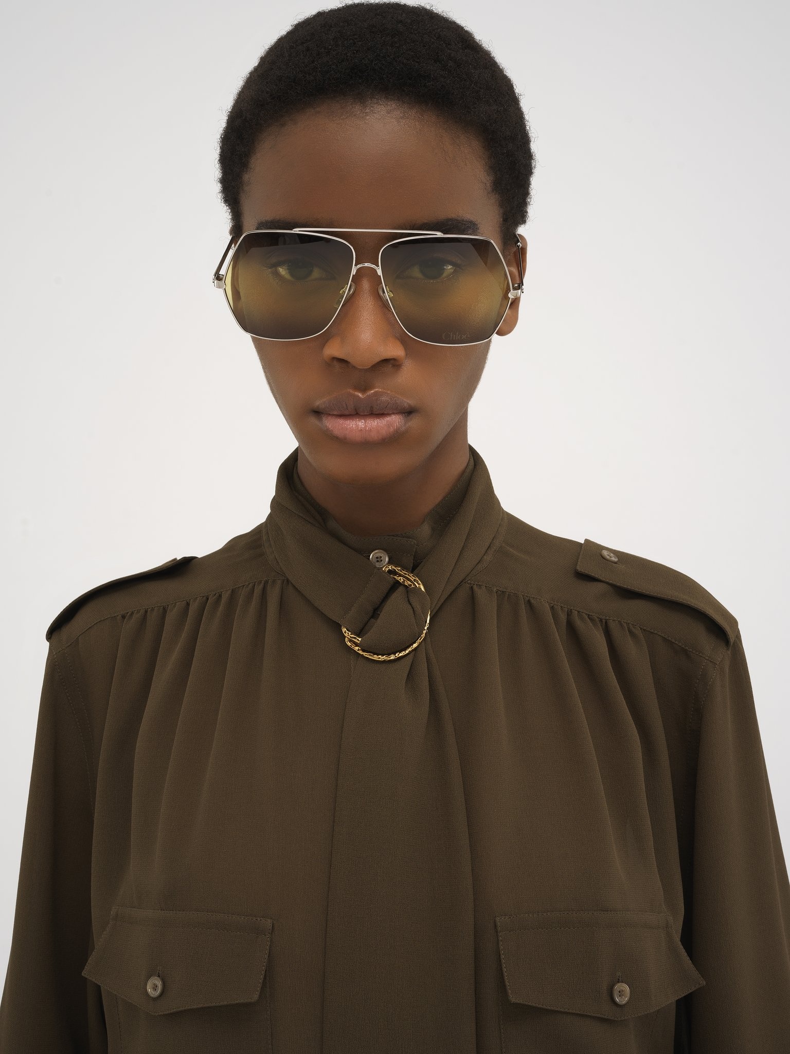 OFFICER LAVALLIÈRE BLOUSE IN SILK GEORGETTE - 6