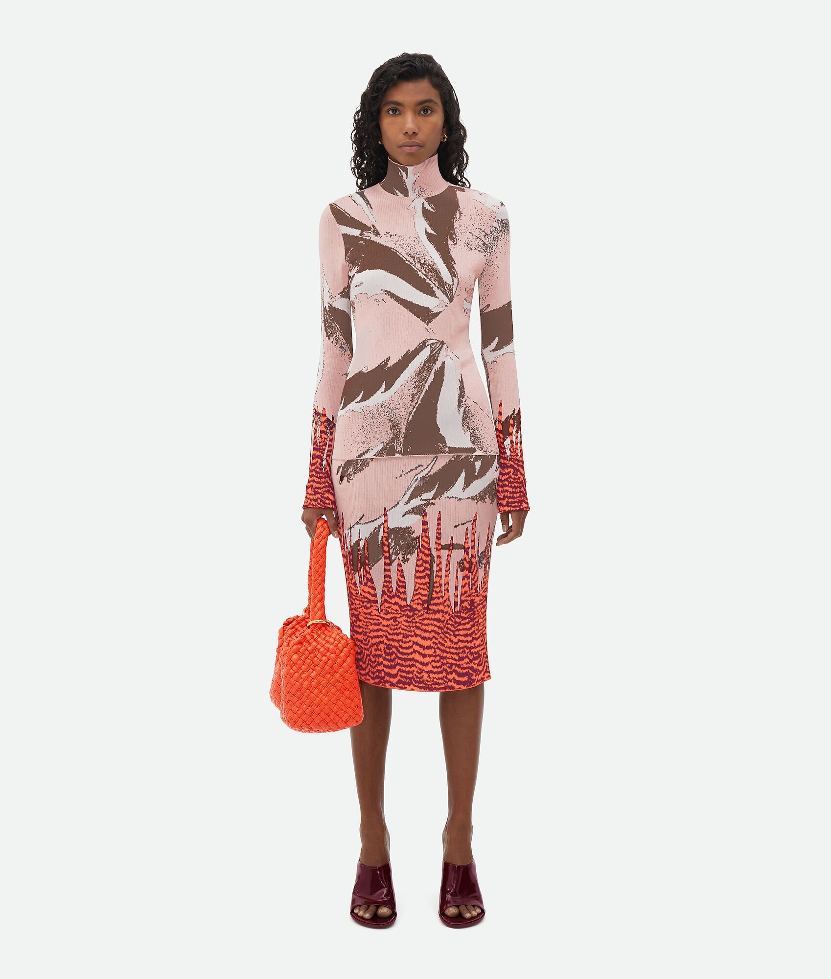 Graphic Viscose Jacquard Midi Skirt - 4
