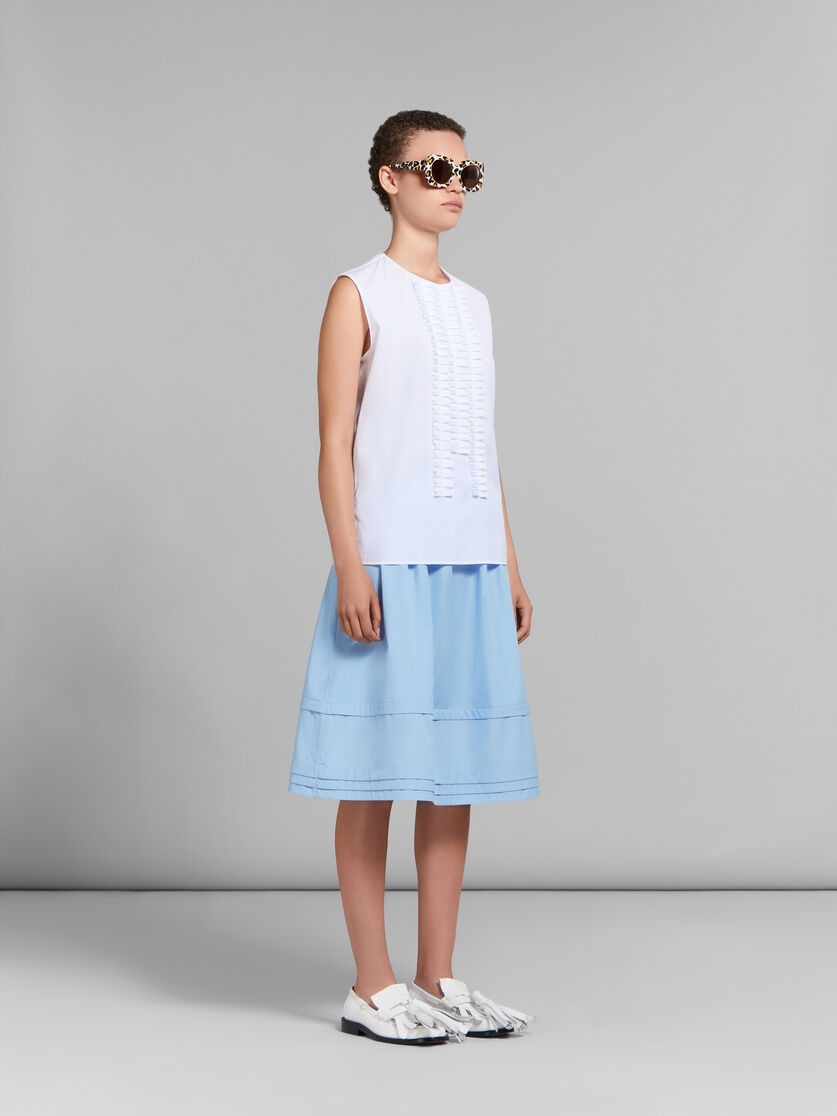 LIGHT BLUE POPLIN FLARED MIDI SKIRT - 5