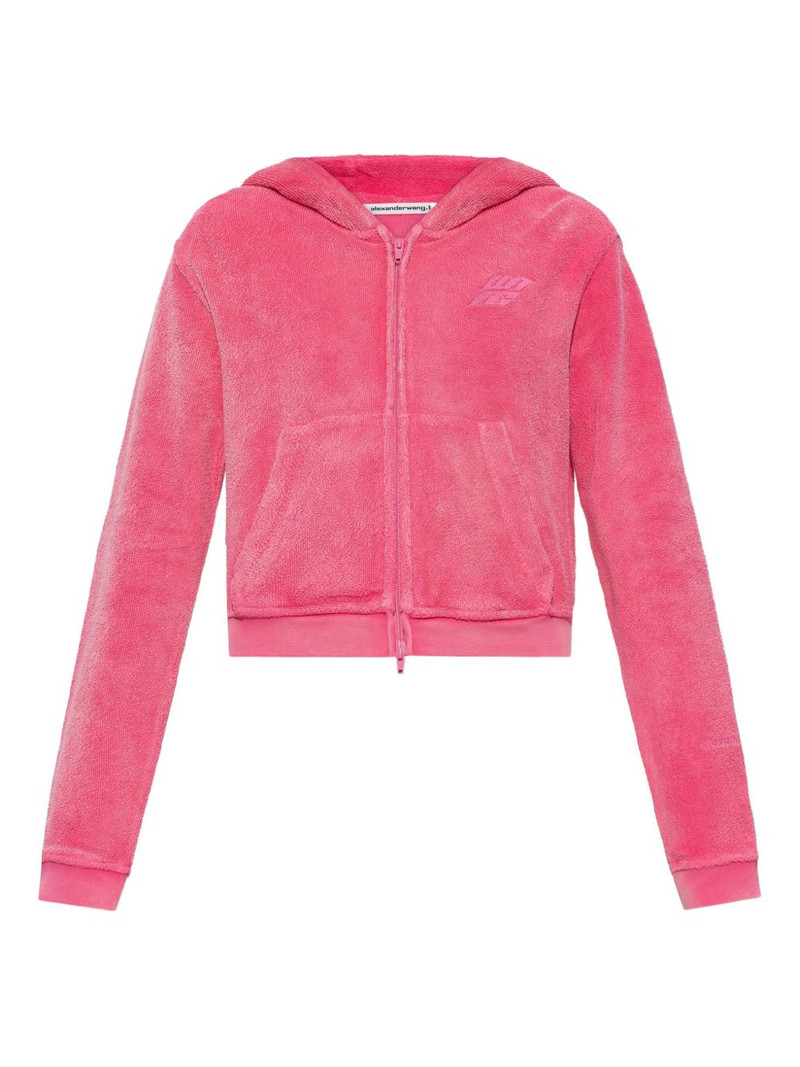 Shrunken 로고 자수 Zip 면 테리 Hoody 1